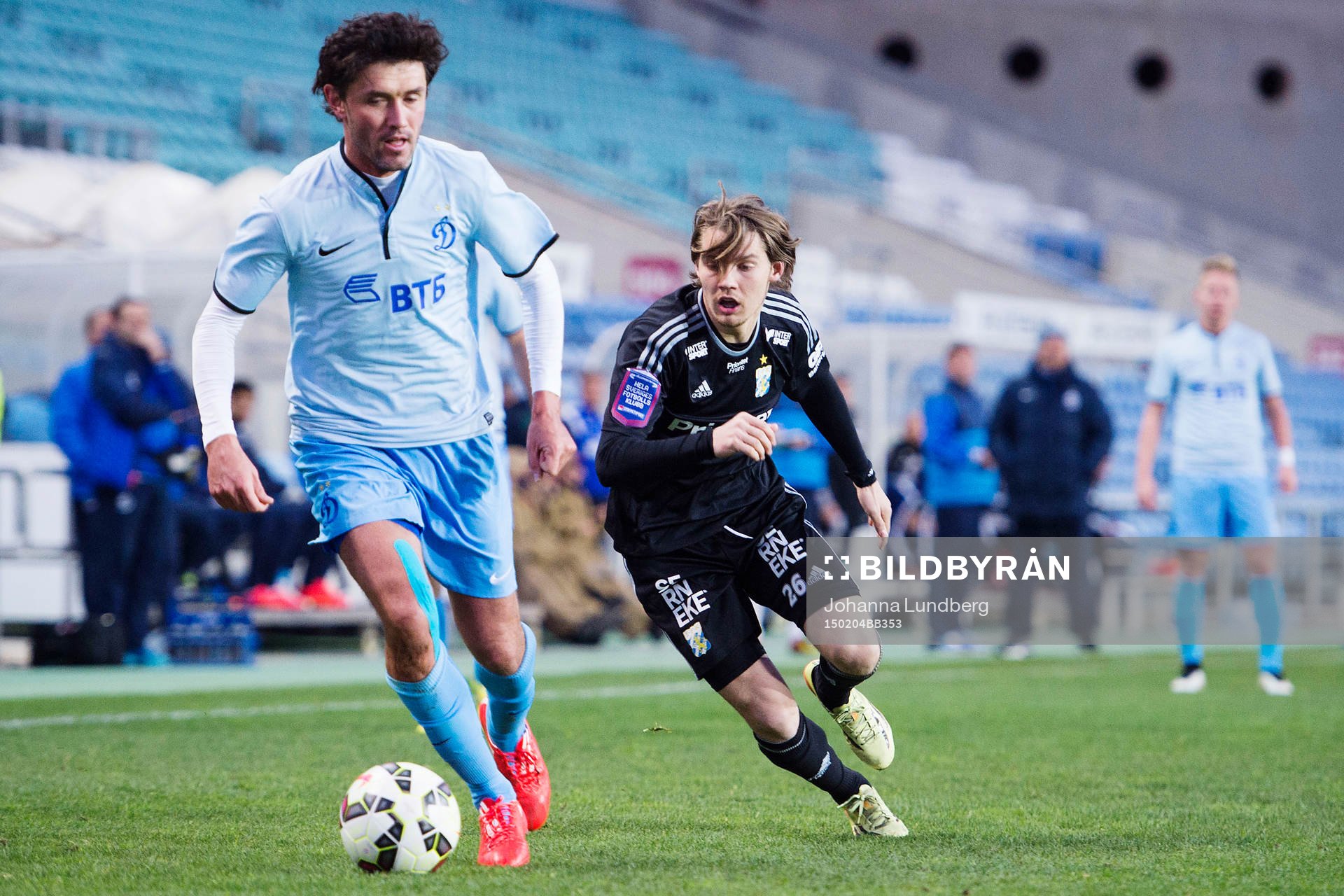 Dynamo Moskvas Yuri Zhirkov och IFK Göteborgs Karl Bohm