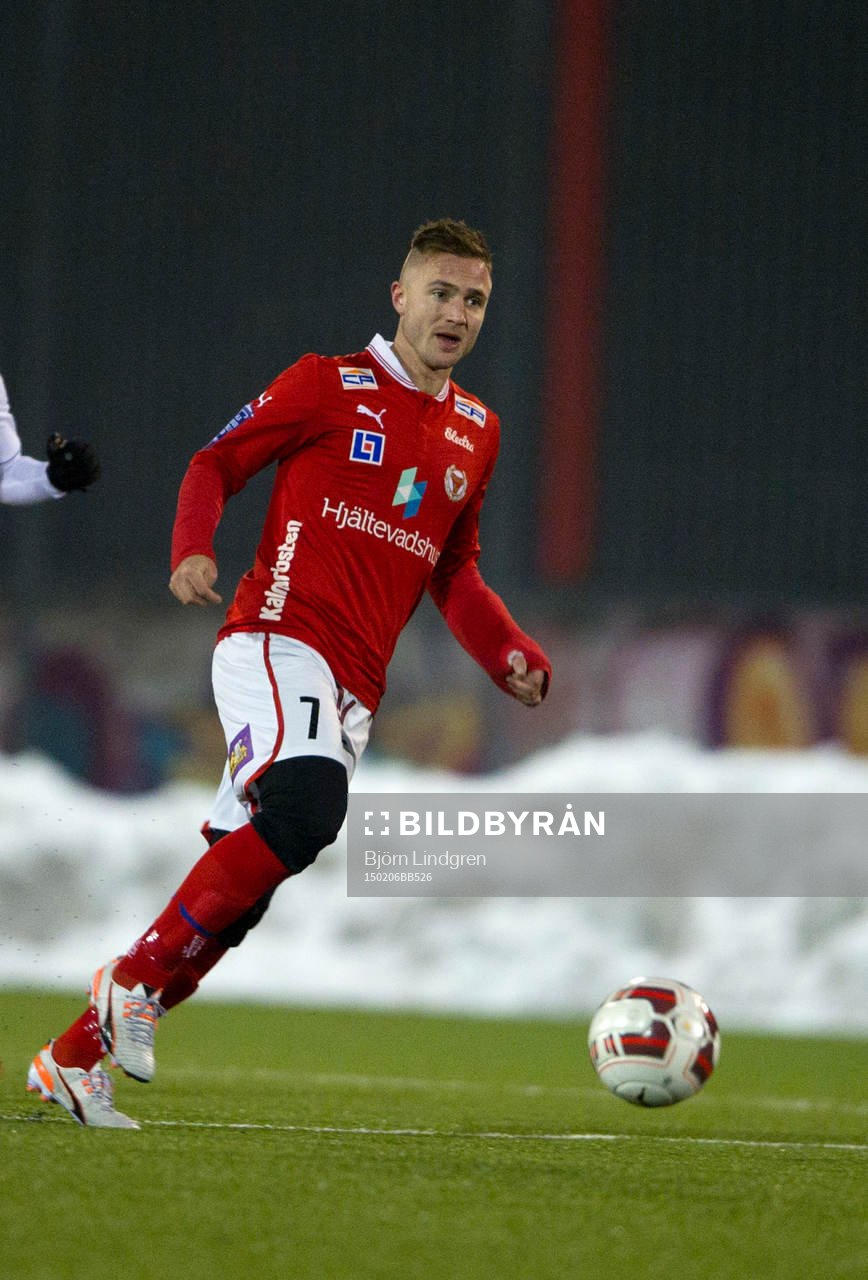 Kalmars Mats Solheim under träningsmatchen  mellan Helsingborgs IF och Kalmar FF 6 februari 2015 i Helsingborg.