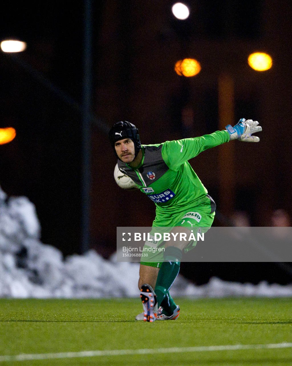 Helsingborgs målvakt Matt Pyzdrowski under träningsmatchen  mellan Helsingborgs IF och Kalmar FF 6 februari 2015 i Helsingborg.