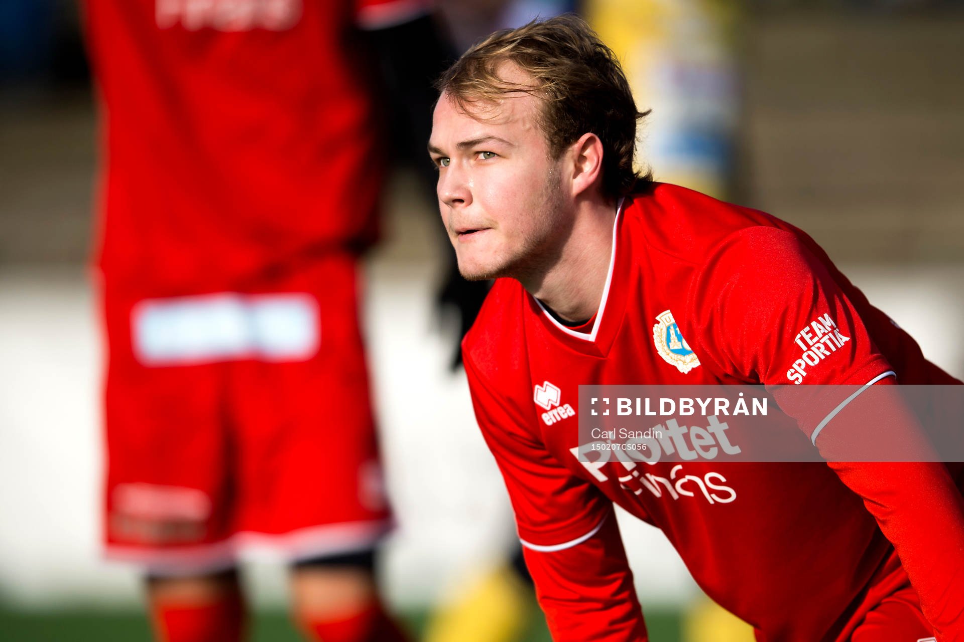 Utsiktens Joakim Edström under en träningsmatch i fotboll mellan Utsikten och Ljungskile den 7 februari 2015 i Göteborg.