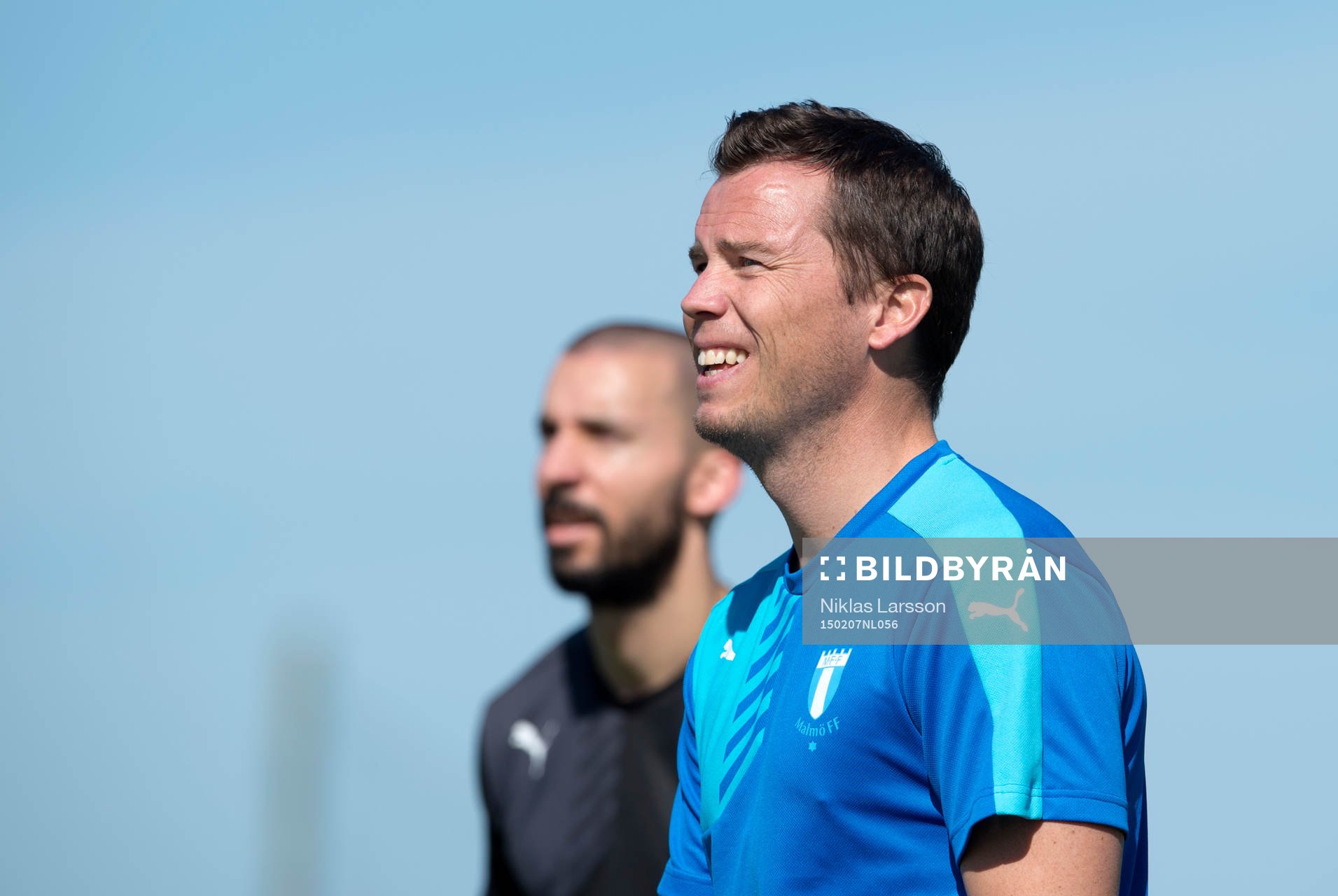 Malmös sportchef Daniel Andersson och Guillermo Molins under en träning under försäsongslägret den 7 februari 2015 i Bradenton.