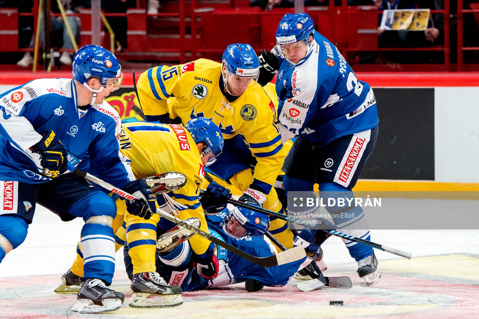 Sveriges Mattias Sjögren, Simon Hjalmarsson och Finlands