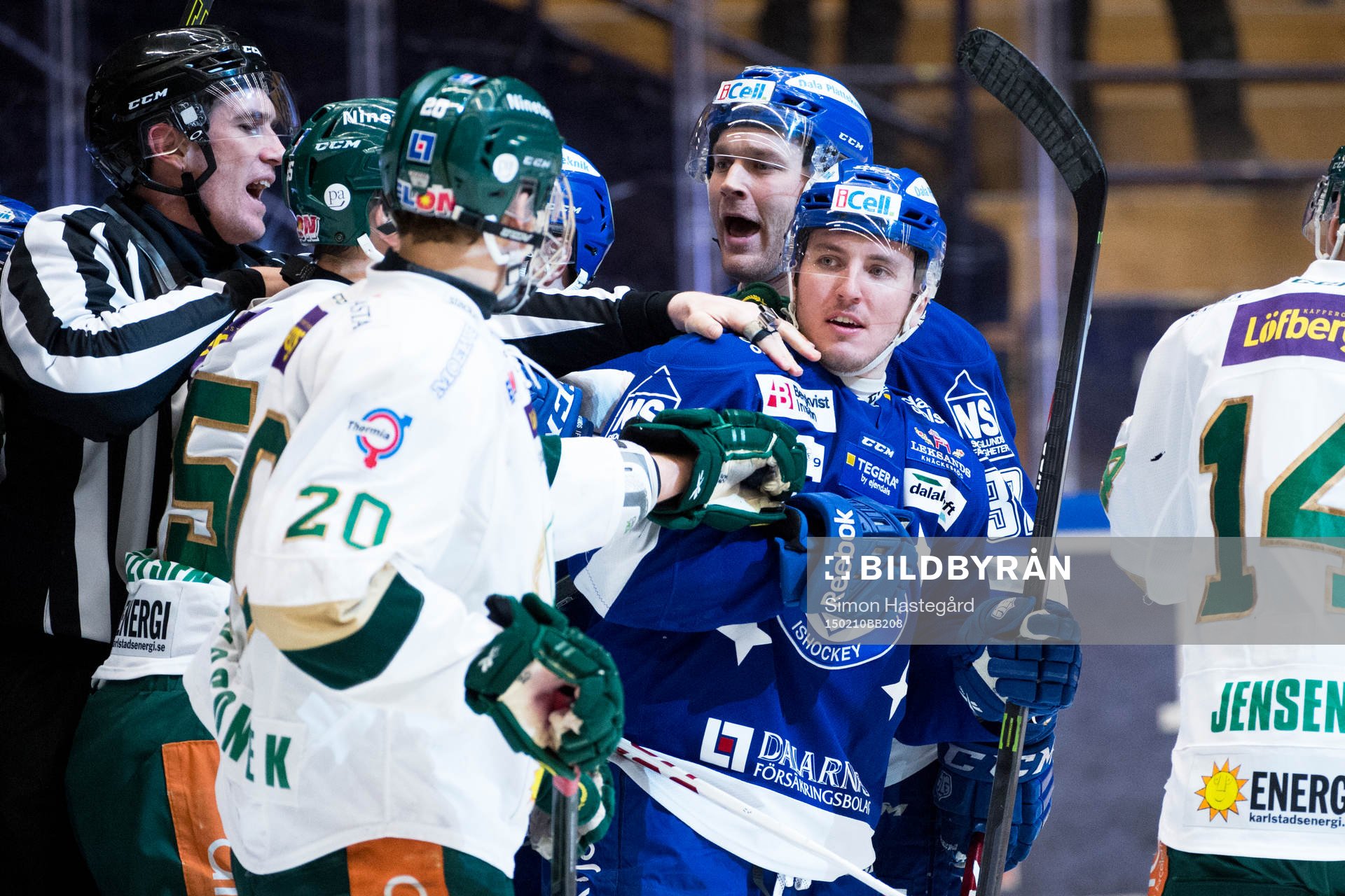 Leksands Brian Connelly  och Jens Bergenström i bråk med