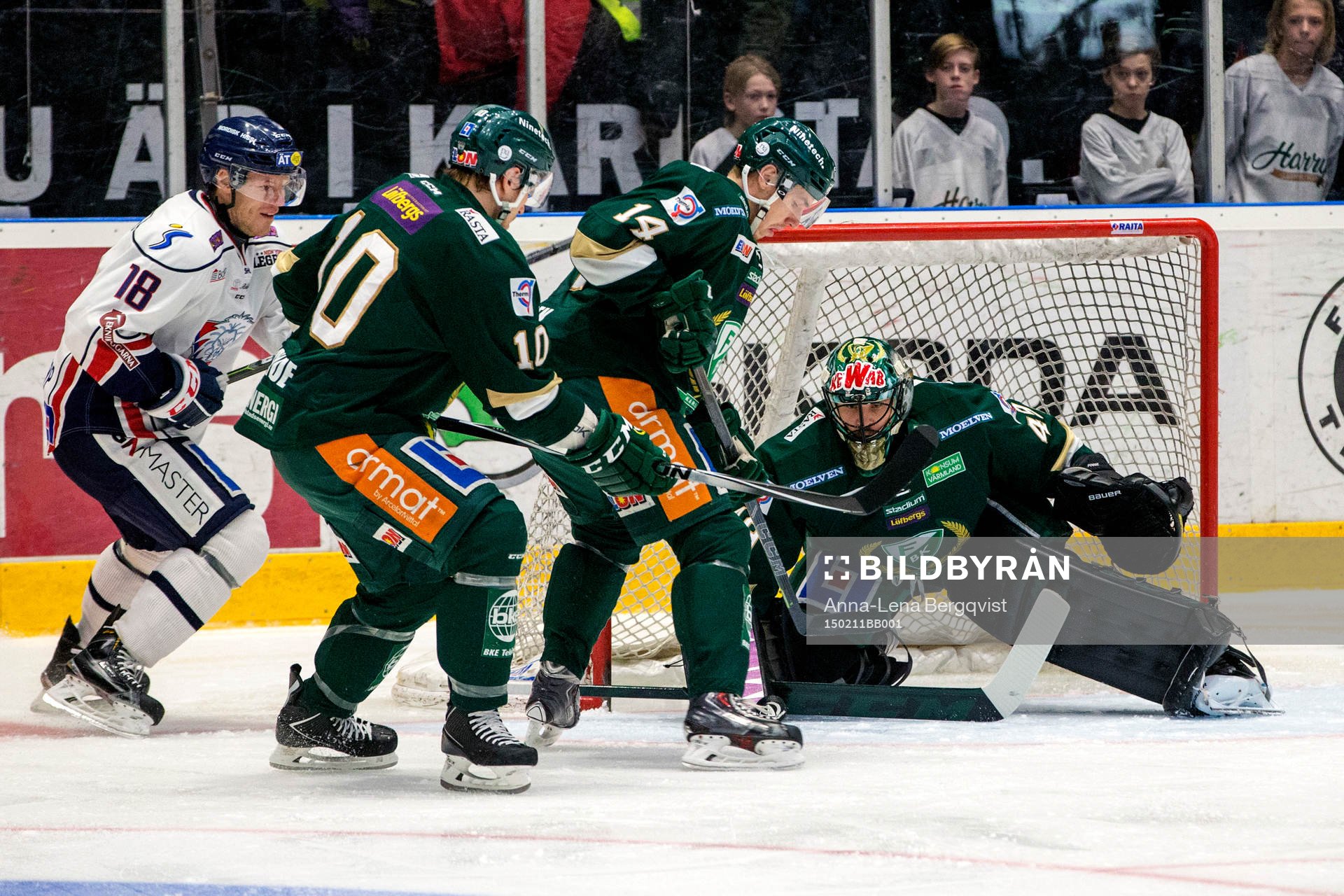 Färjestads Shawn Lalonde, Jesper Jensen och målvakt