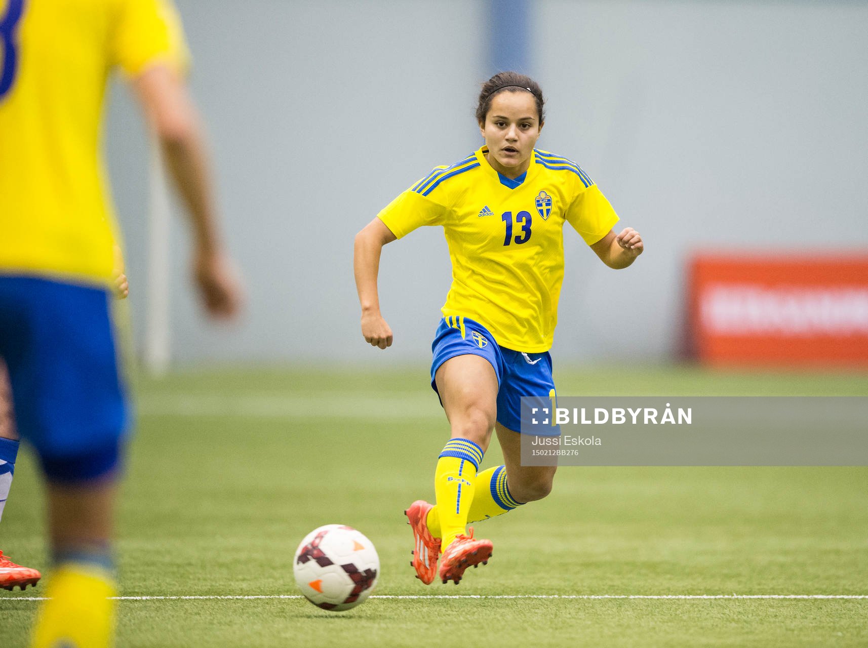 Sveriges Malin Diaz Petterson under en träningslandskamp i fotboll mellan Finland och Sverige den 12 februari 2015 i Forssa.