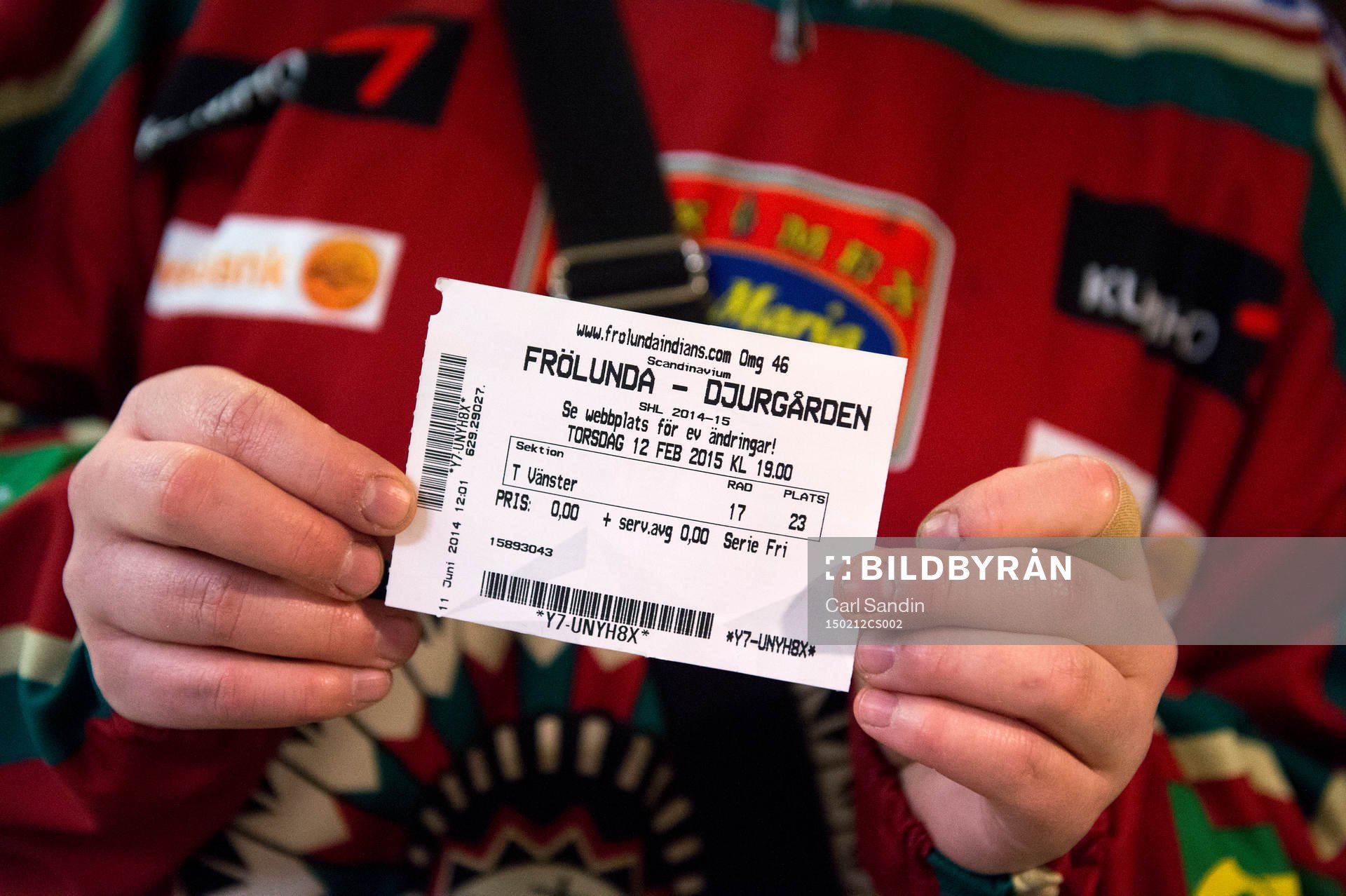 En biljett innan en ishockeymatch i SHL mellan Frölunda