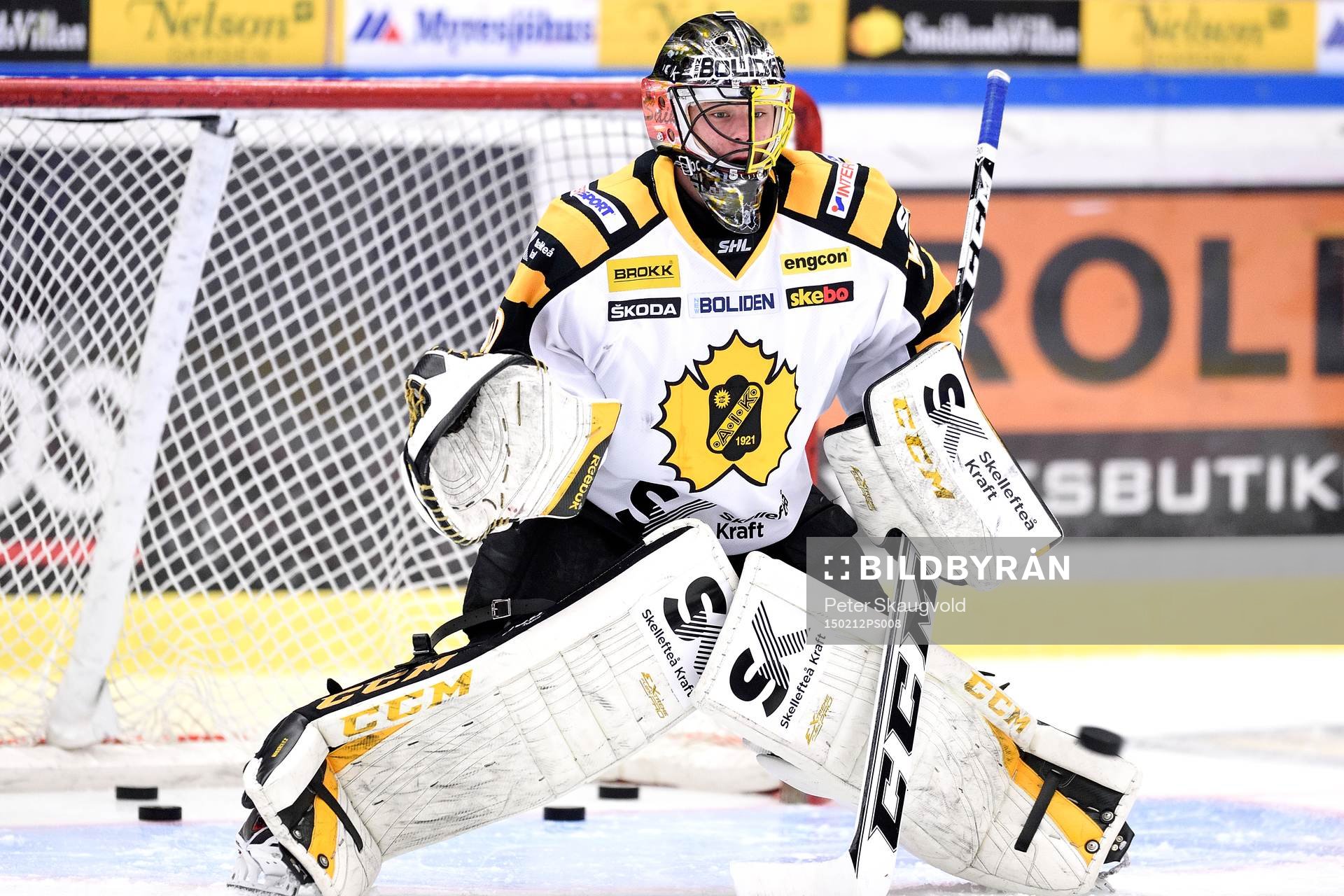Skellefteås målvakt Jesper Eriksson på uppvärmningen