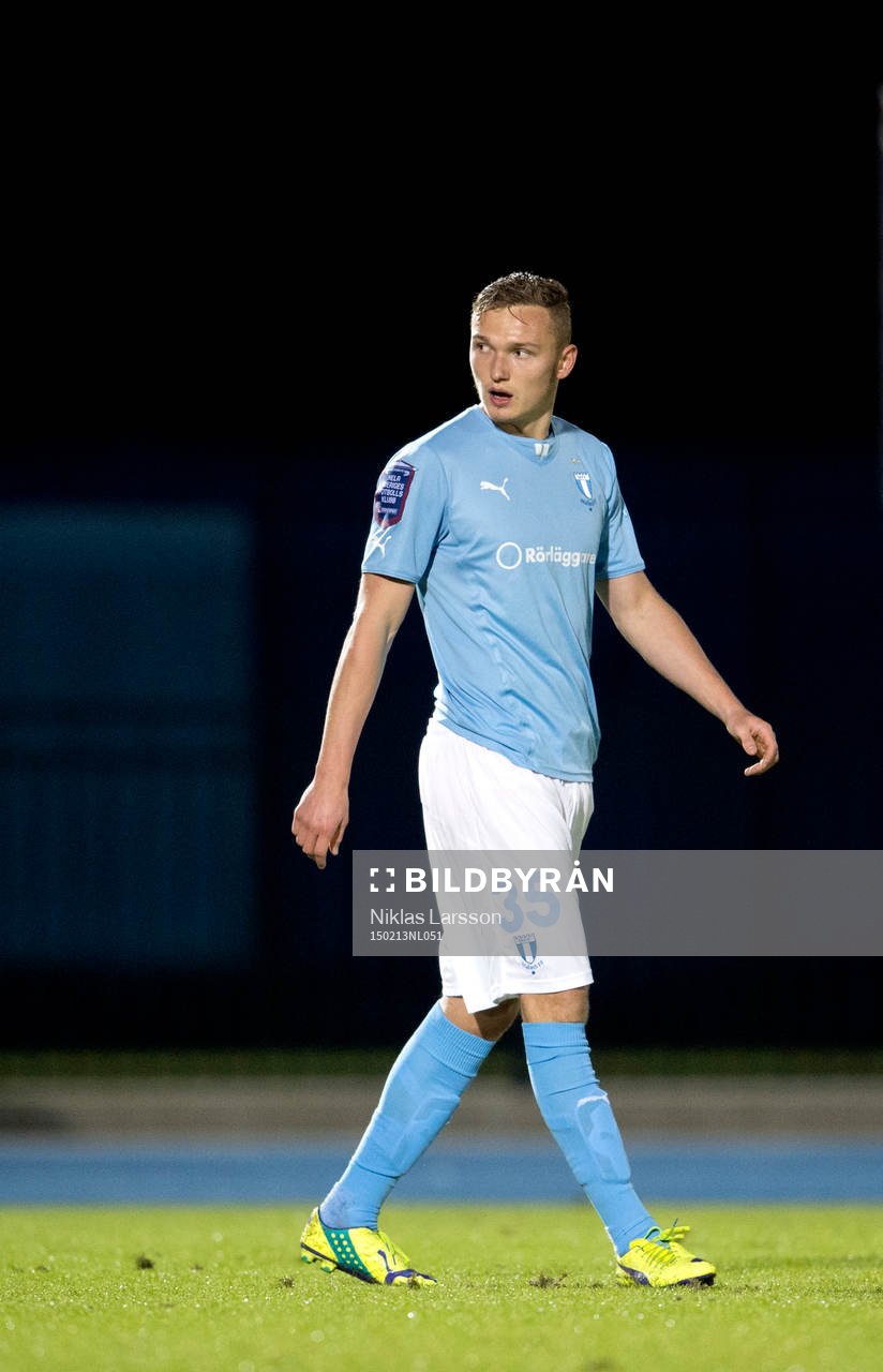 Malmös Piotr Johansson under träningsmatchen mellan Malmö och Tampa Bay Rowdies den 13 februari 2015 i Bradenton.