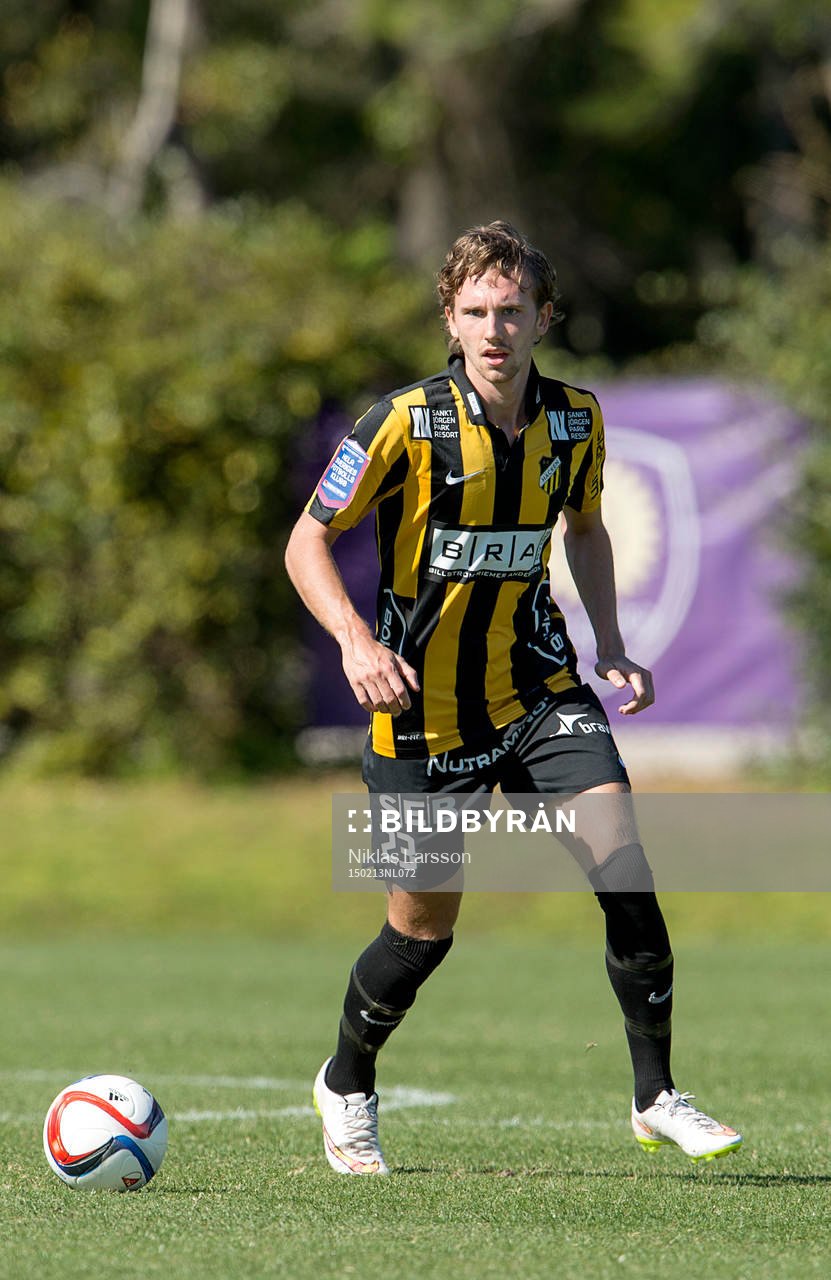 Häckens Simon Sandberg under träningsmatchen mellan Orlando och Häcken den 13 februari 2015 i Orlando.