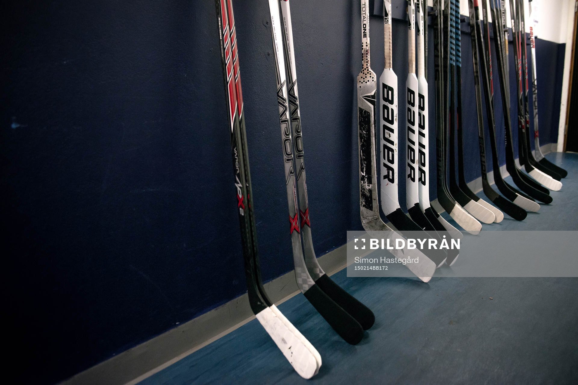 Luleås klubbor före ishockeymatchen i SHL mellan  Leksand