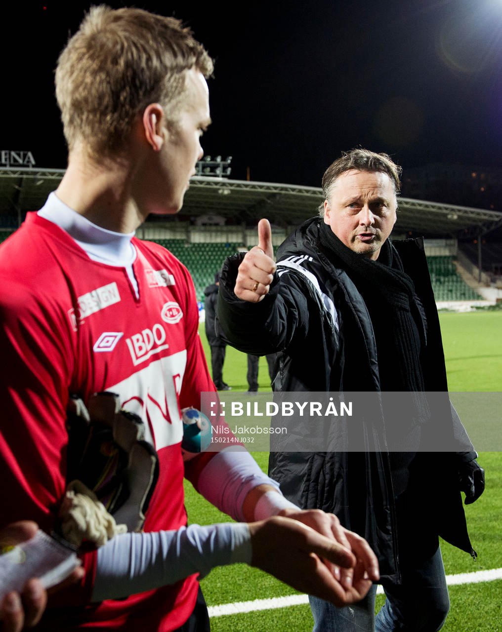 Sundsvalls sportchef Urban Hagblom och Ranheims målvakt