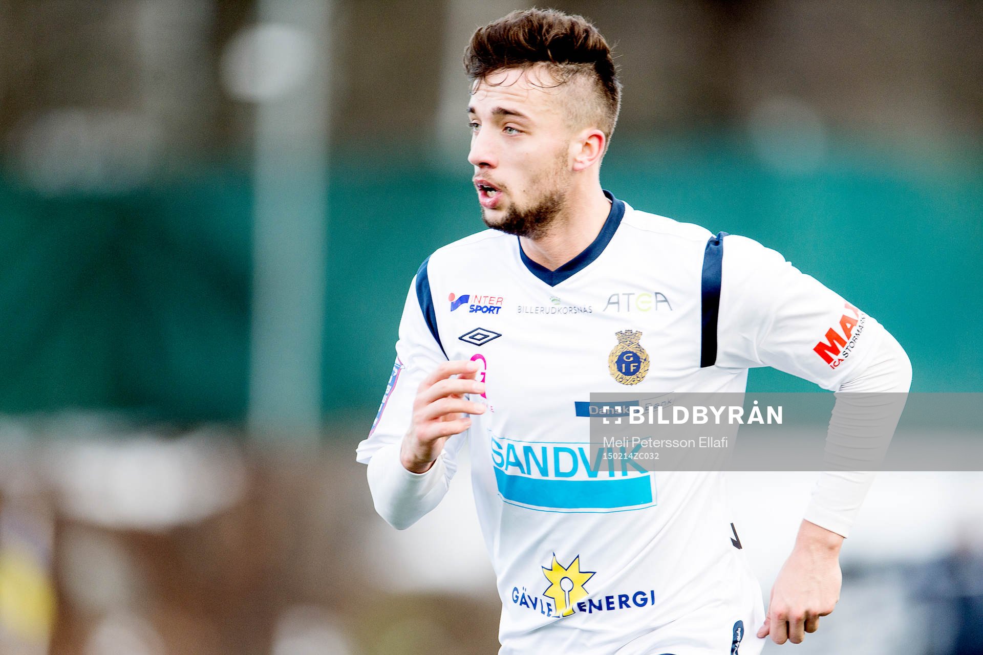 Gefles Dardan Mustafa under träningsmatchen i fotboll mellan AIK och Gefle den 14 februari 2015 i Stockholm.