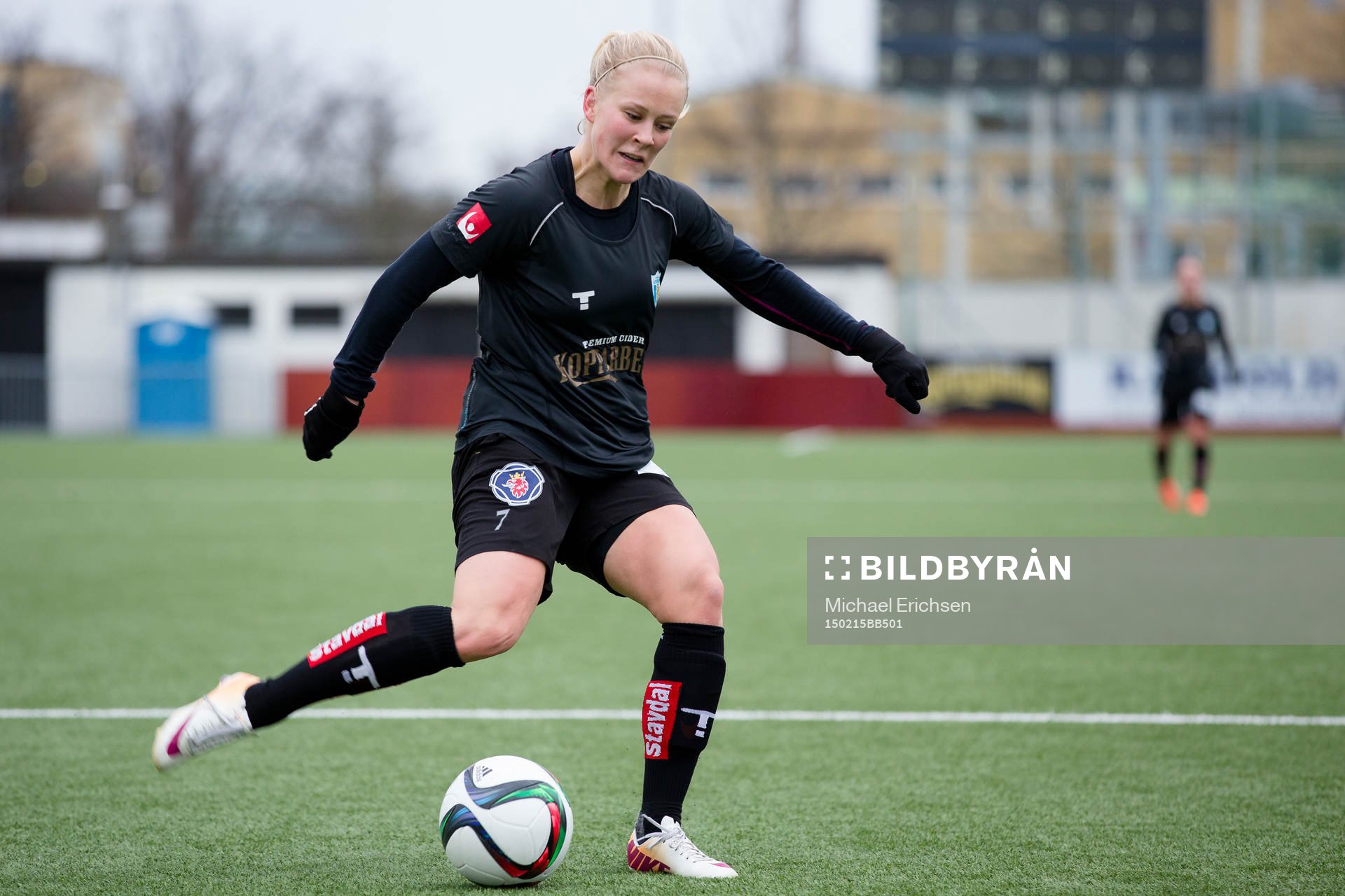 Göteborgs Adelina Engman under fotbollsmatchen i Svenska Cupen mellan Kopparbergs Göteborg FC - FC Rosengård den 15 februari 2015 i Göteborg.
