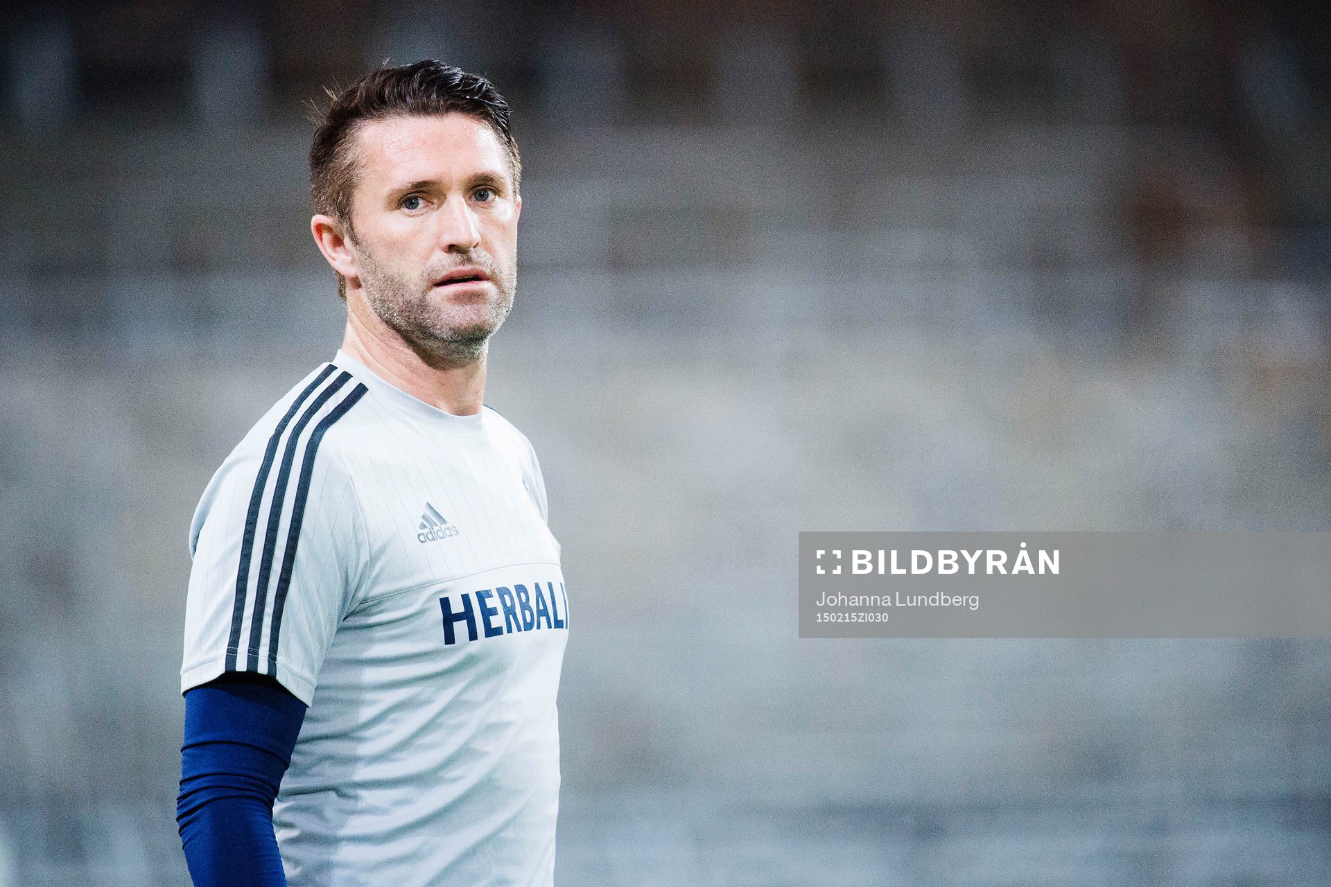 LA Galaxys Robbie Keane under en pressträff och träning inför fotbollsmatchen mellan Hammarby och LA Galaxy den 15 februari 2015 i Stockholm.