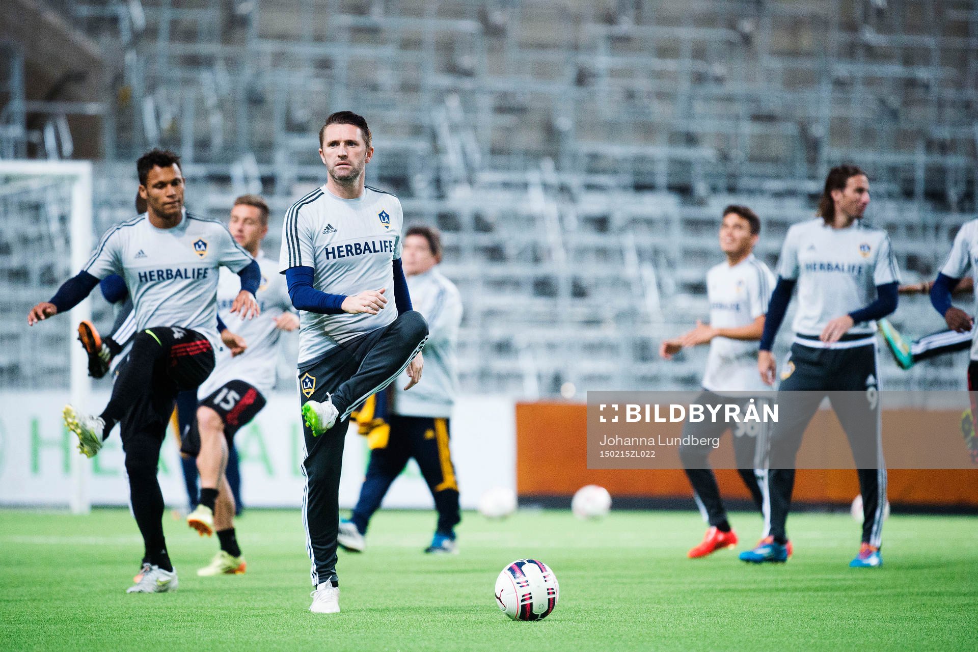 LA Galaxy med Robbie Keane längst fram tränar på Tele2