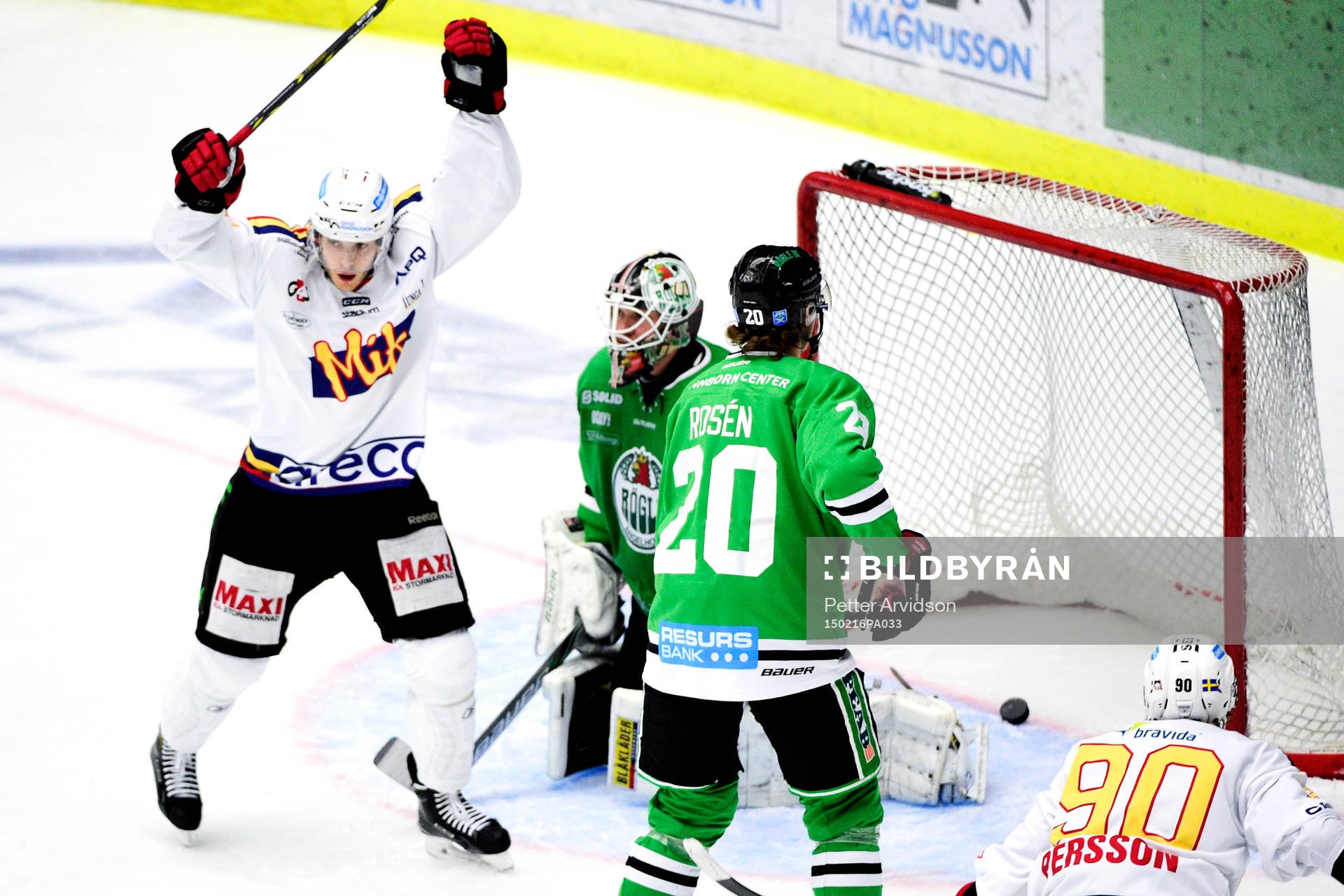 Malmö Redhawks Jens Olsson (ej i bild) har gjort 1-0 bakom