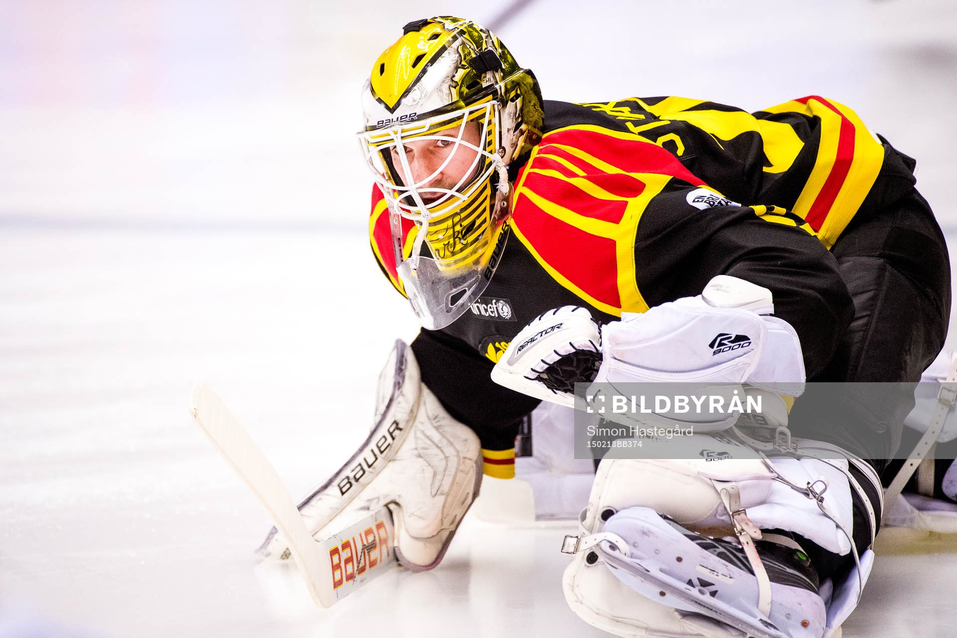 Brynäs målvakt Bernhard Starkbaum före ishockeymatchen i