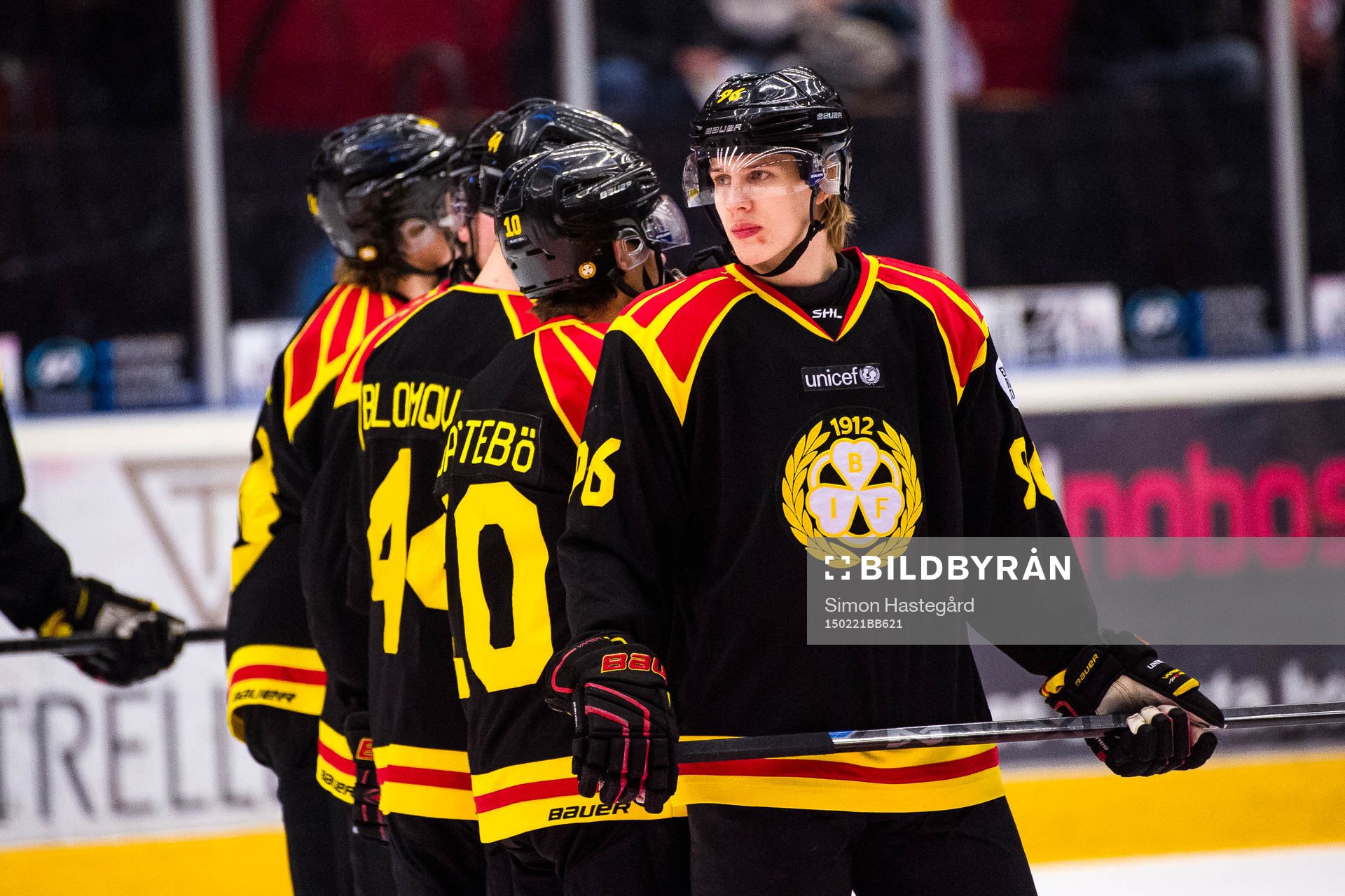 Brynäs Oskar Lindblom före ishockeymatchen i SHL mellan