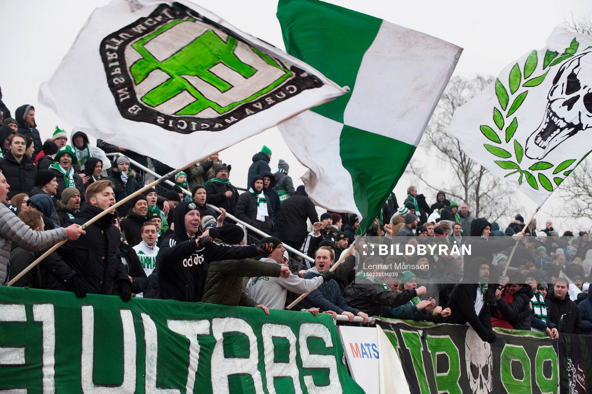 Hammarbys supporters i matchen i Svenska Cupen mellan