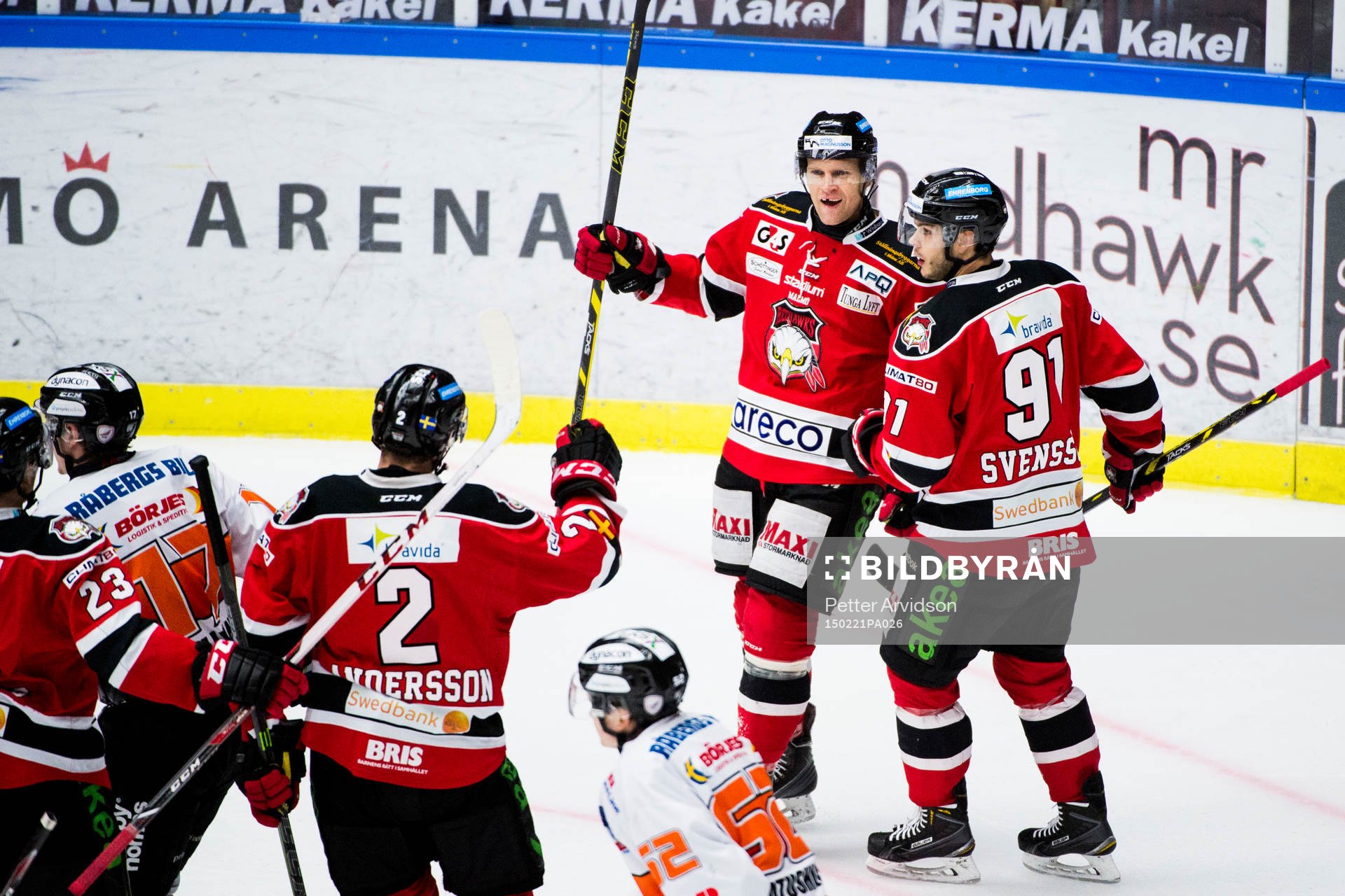 Malmö Redhawks spelare jublar