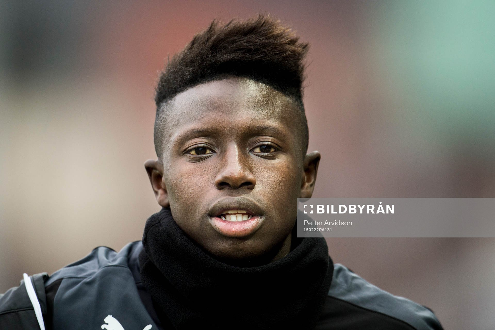 Malmö FFs Pa Konate inför fotbollsmatchen i Svenska Cupen mellan Malmö FF och Assyriska den 22 februari 2015 i Malmö.