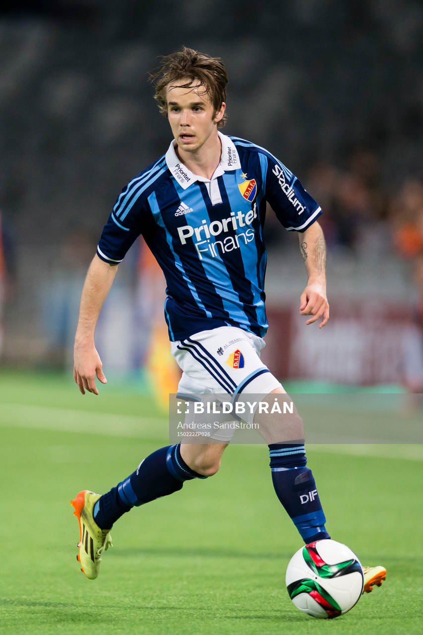 Djurgårdens Daniel Berntsen under fotbollsmatchen i Svenska Cupen mellan Djurgården och Ängelholm den 22 Februari 2015 i Stockholm.
