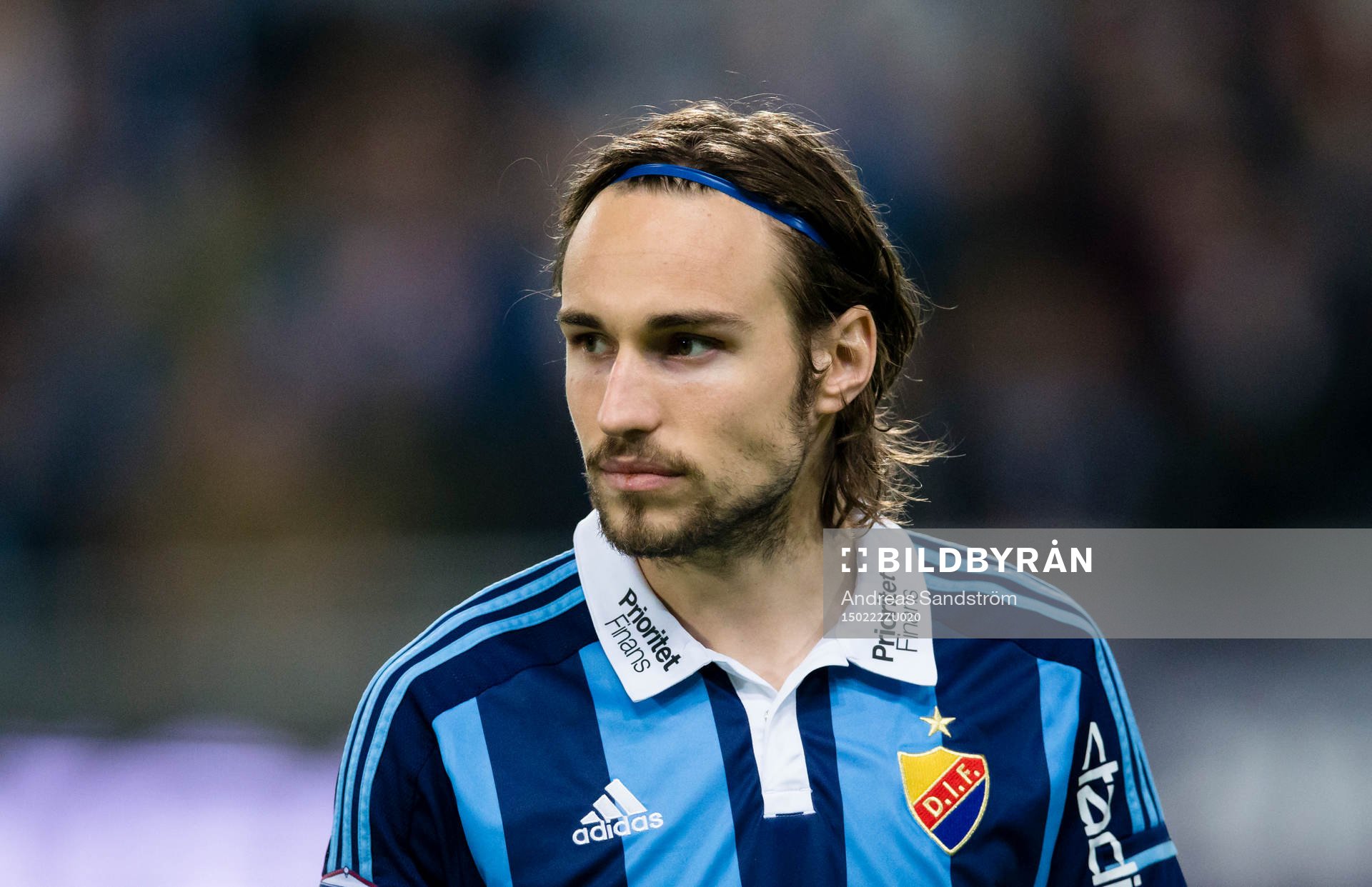 Djurgårdens Kevin Walker under fotbollsmatchen i Svenska Cupen mellan Djurgården och Ängelholm den 22 Februari 2015 i Stockholm. 