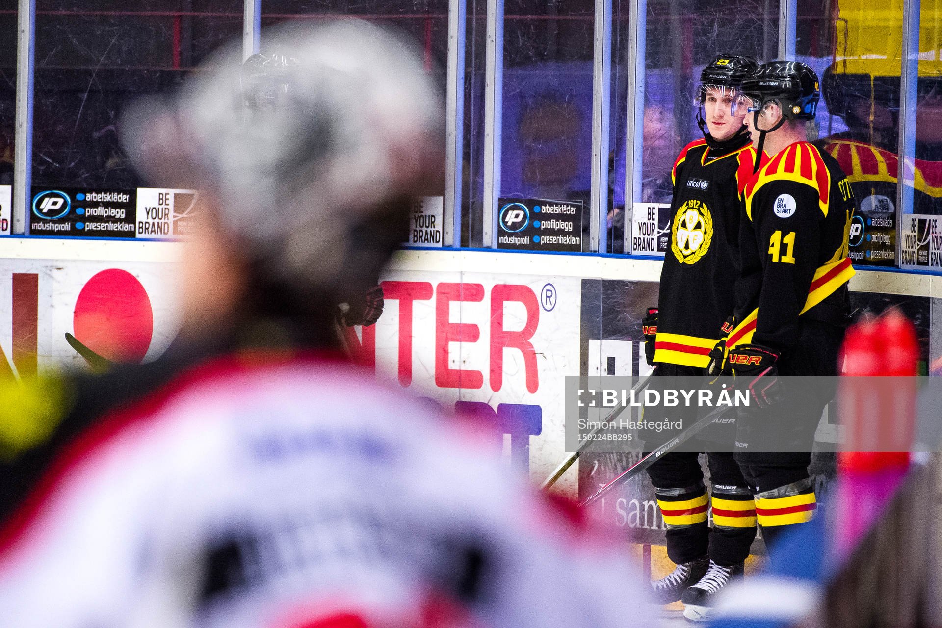 Brynäs Bill Sweatt och Greg Scott samtalar före