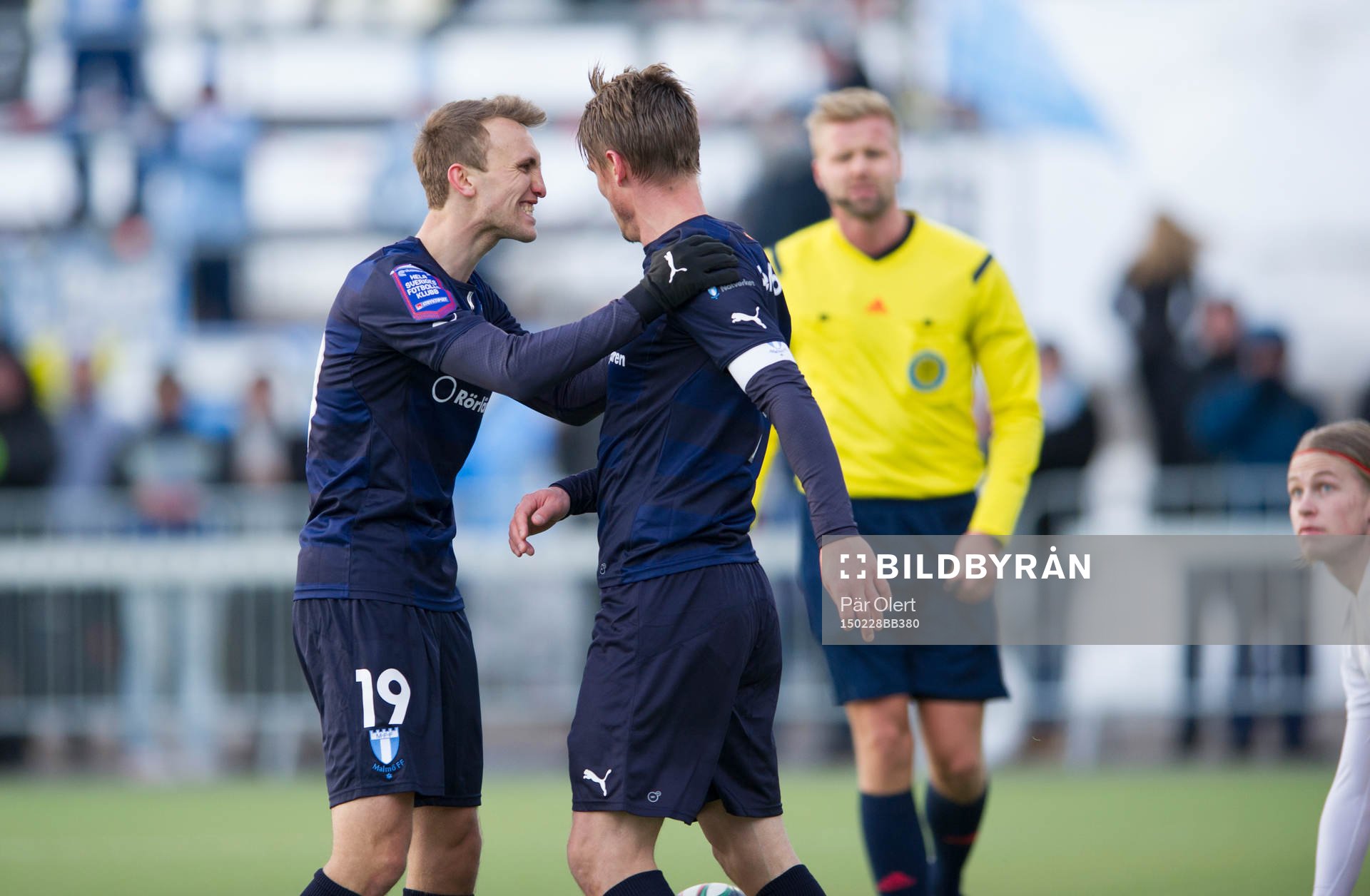 Malmö FFs Magnus Wolff Eikrem och Markus Rosenberg jublar