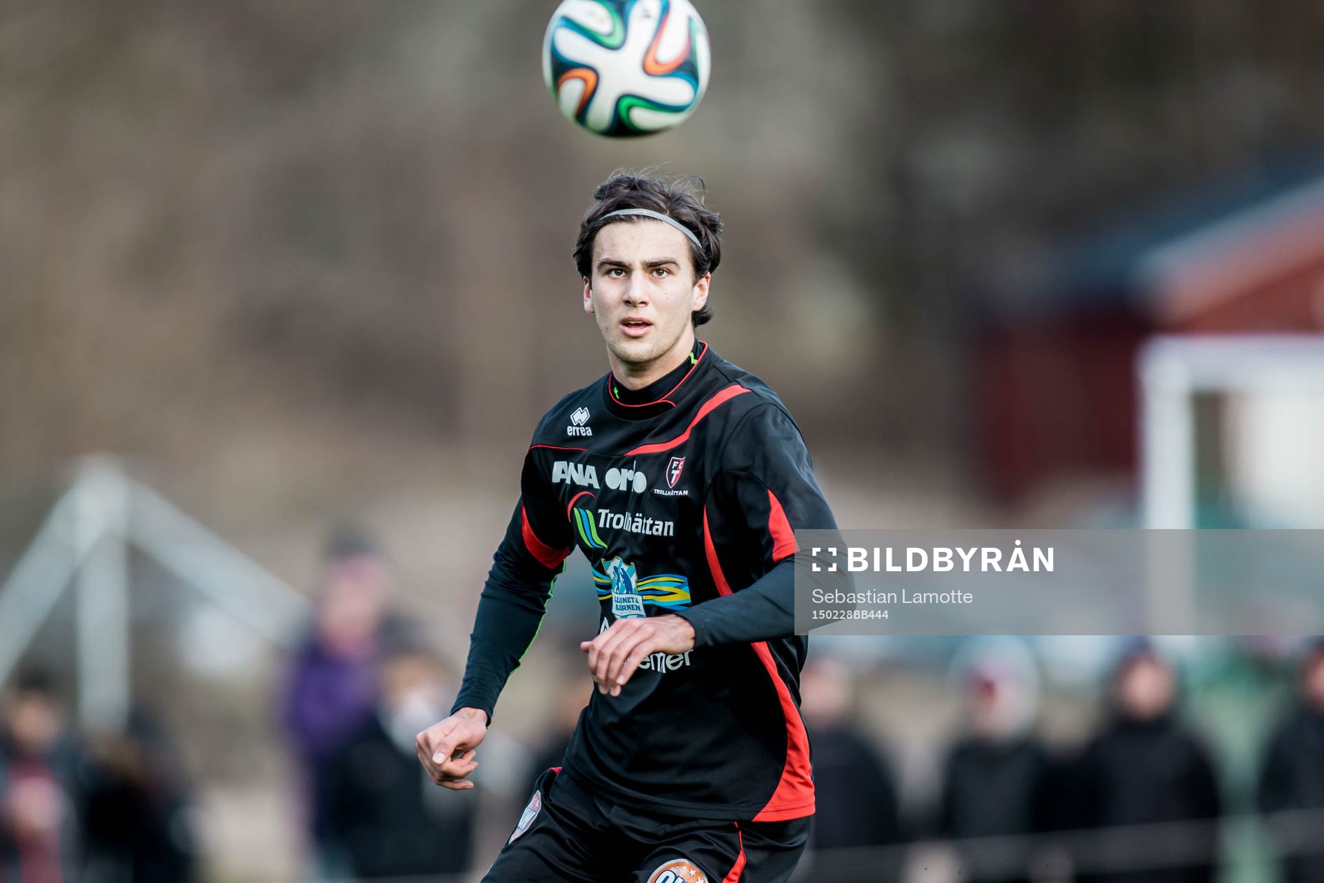 Trollhättans Tommie Veljovic under fotbollsmatchen i Svenska cupen mellan Ljungskile SK och FC Trollhättan den 28 februari 2015 i Vänersborg.