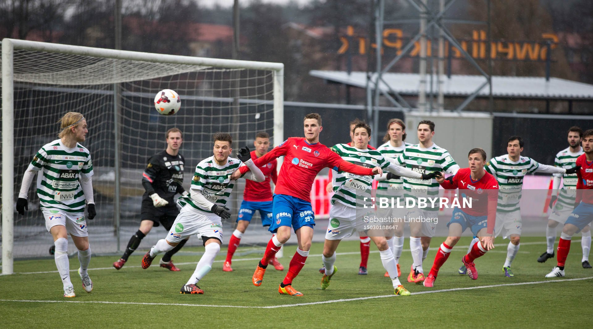 Hörna för Helsingborg under fotbollsmatchen i Svenska Cupen mellan Västerås och Helsingborg den 1 mars 2015 i Västerås. 