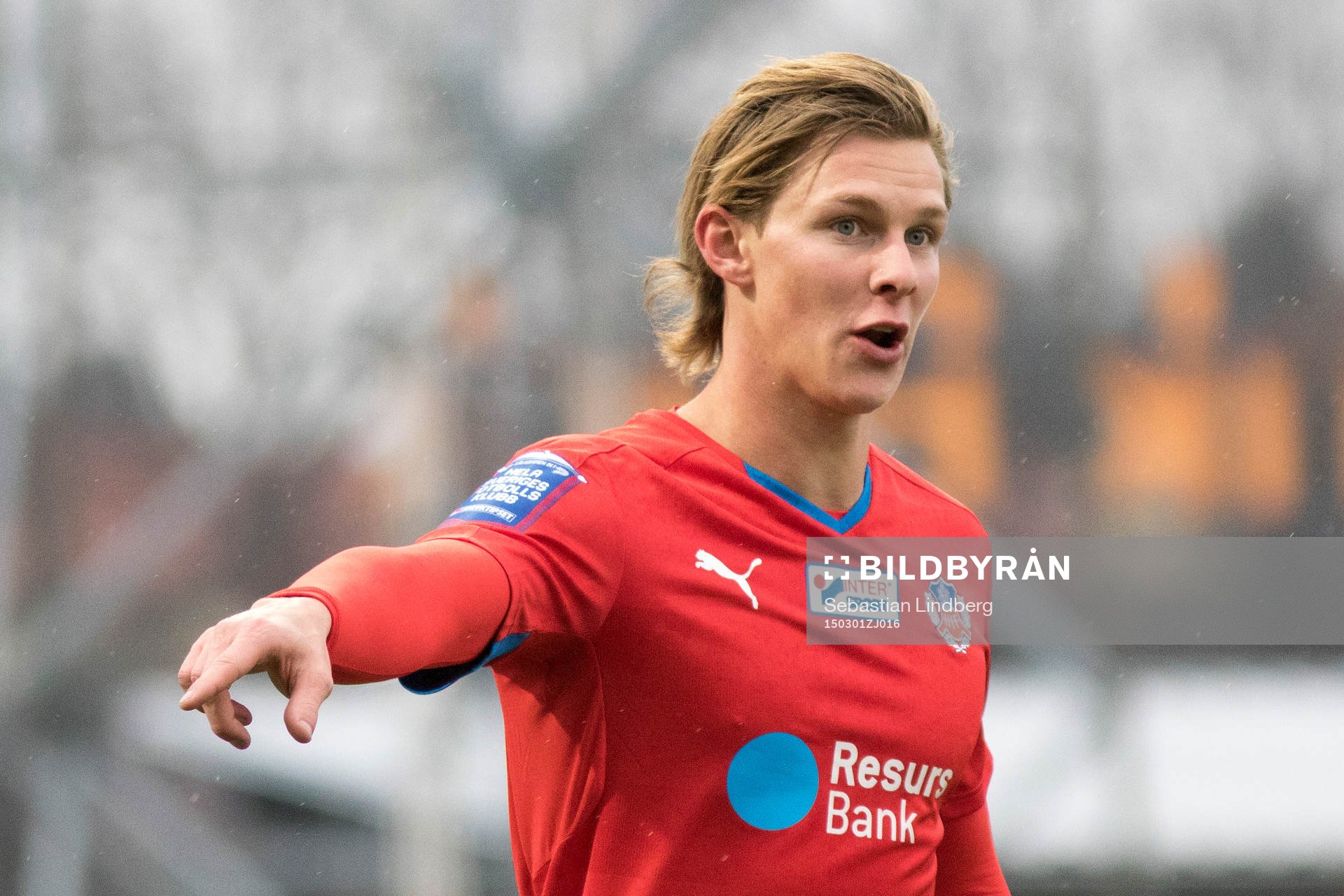 Helsingborgs Emil Krafth under fotbollsmatchen i Svenska Cupen mellan Västerås och Helsingborg den 1 mars 2015 i Västerås.