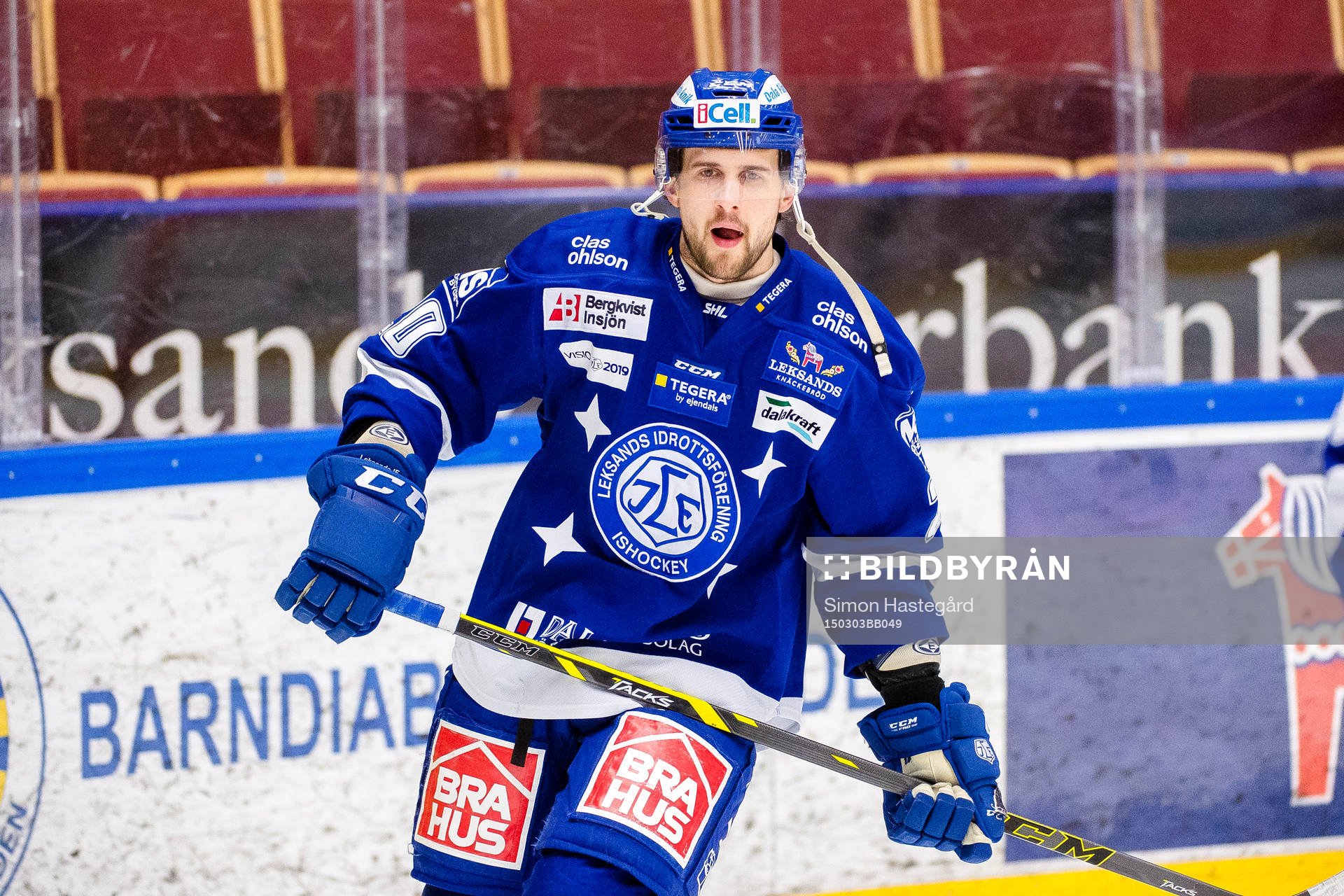 Leksands Ryan Russell före ishockeymatchen i SHL mellan