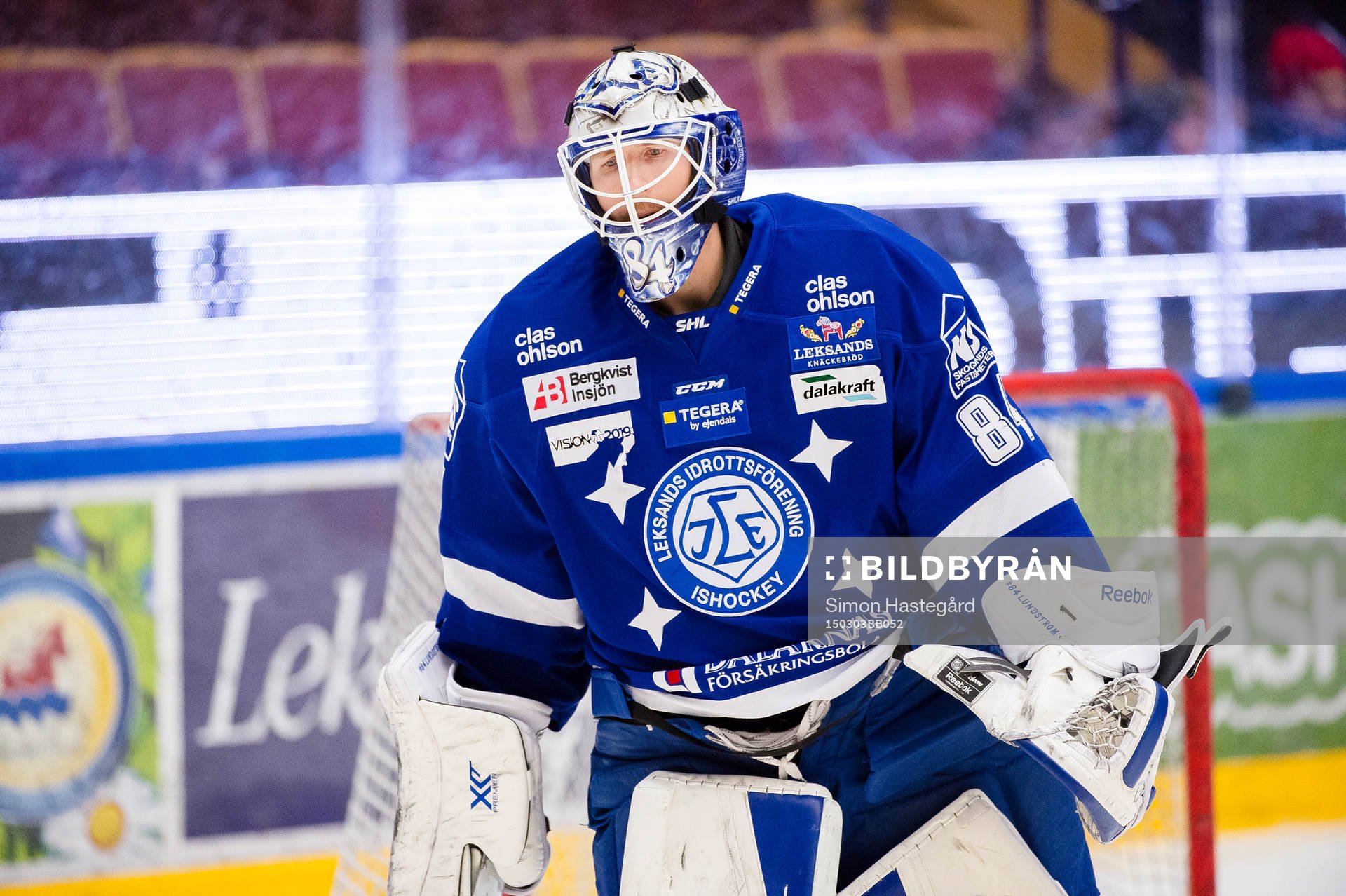 Leksands målvakt Joakim Lundström före ishockeymatchen i
