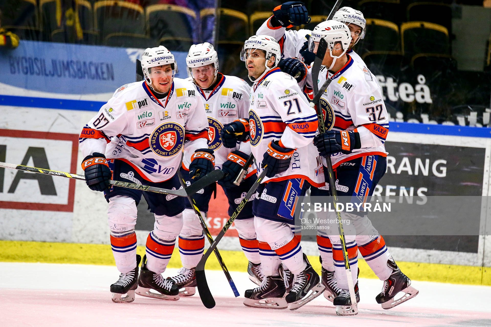 Växjös Robert Rosen, Cory Murphy och Nick Johnson jublar