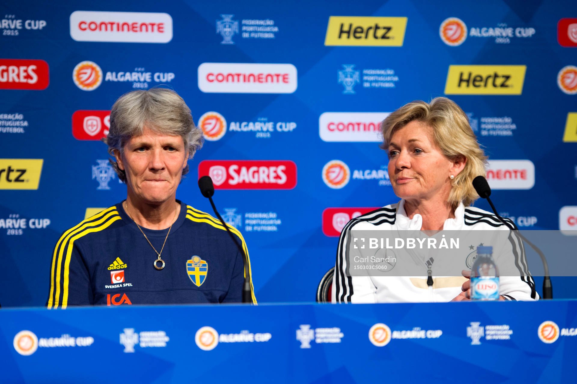 Sveriges förbundskapten Pia Sundhage och Tysklands