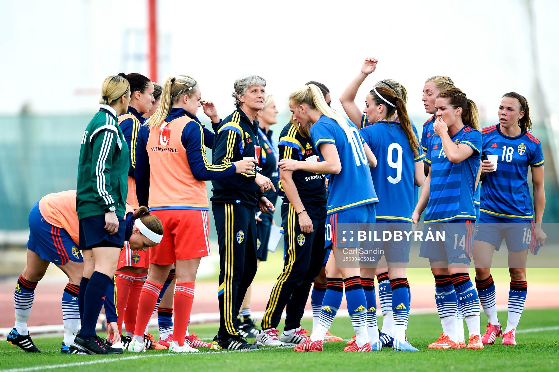 Sveriges förbundskapten Pia Sundhage coachar