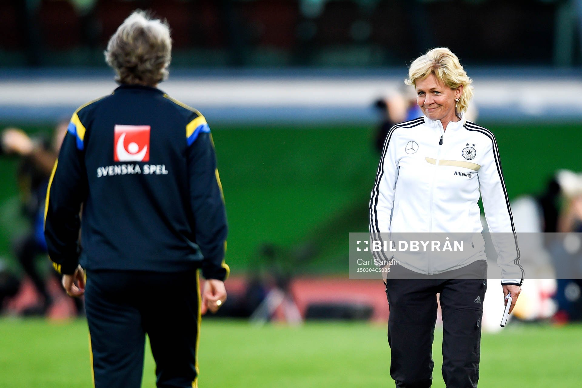 Sveriges förbundskapten Pia Sundhage och Tysklands