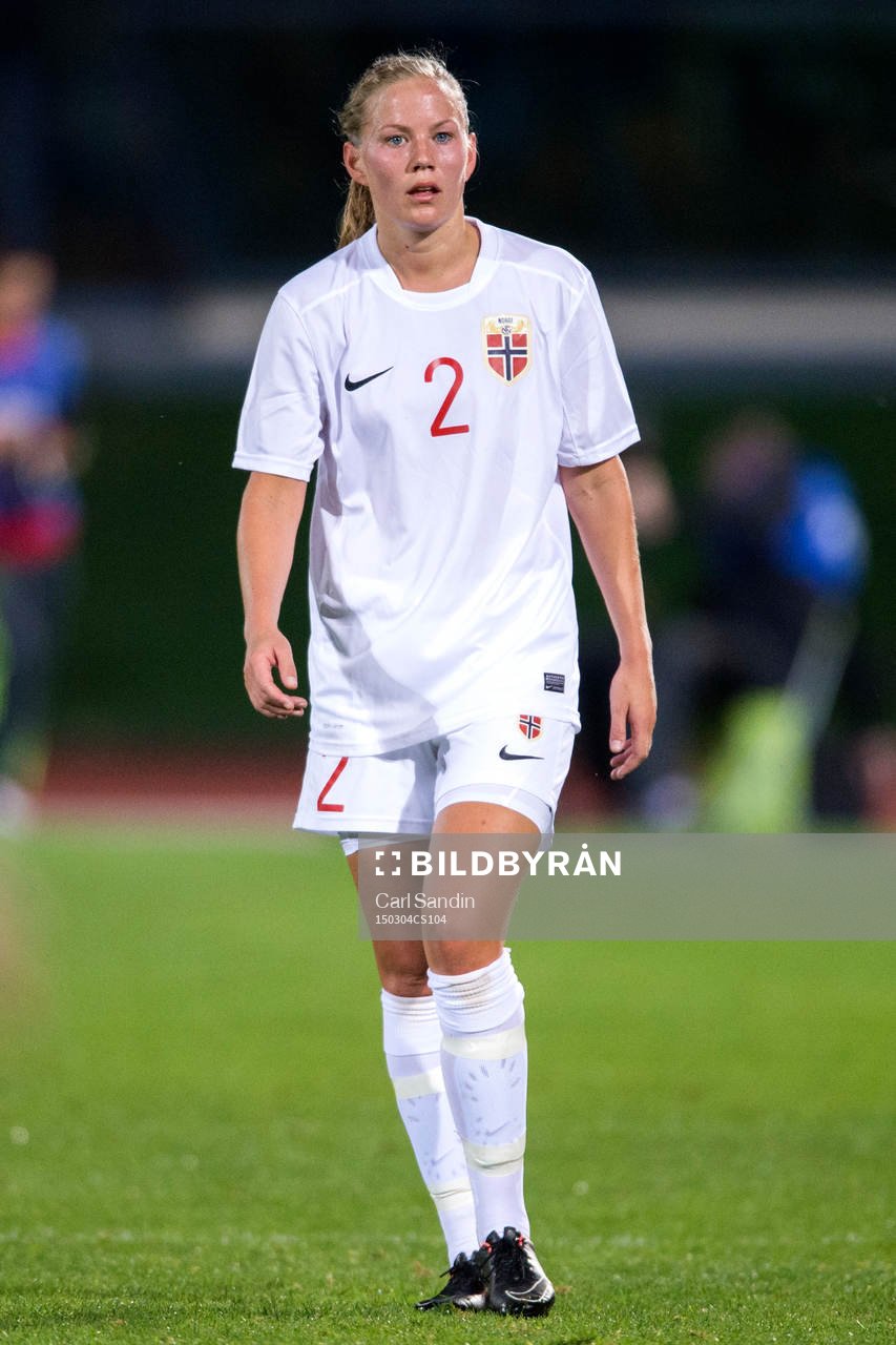 Norges Marita S. Lund under en fotbollsmatch i Algarve Cup mellan Norge och USA den 4 mars 2015 i Vila Real de Santo Antonio, Portugal.