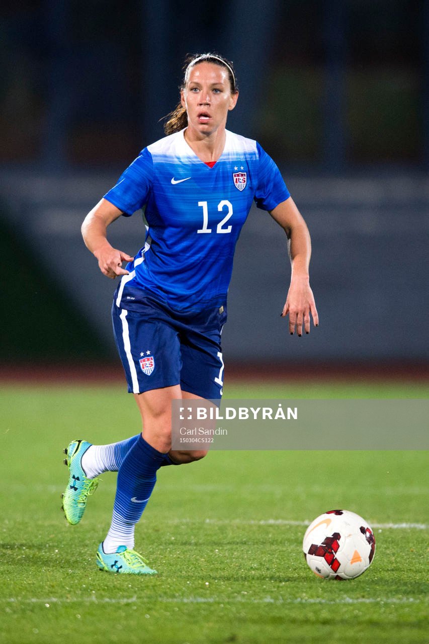 USA:s Lauren Holiday under en fotbollsmatch i Algarve Cup mellan Norge och USA den 4 mars 2015 i Vila Real de Santo Antonio, Portugal.