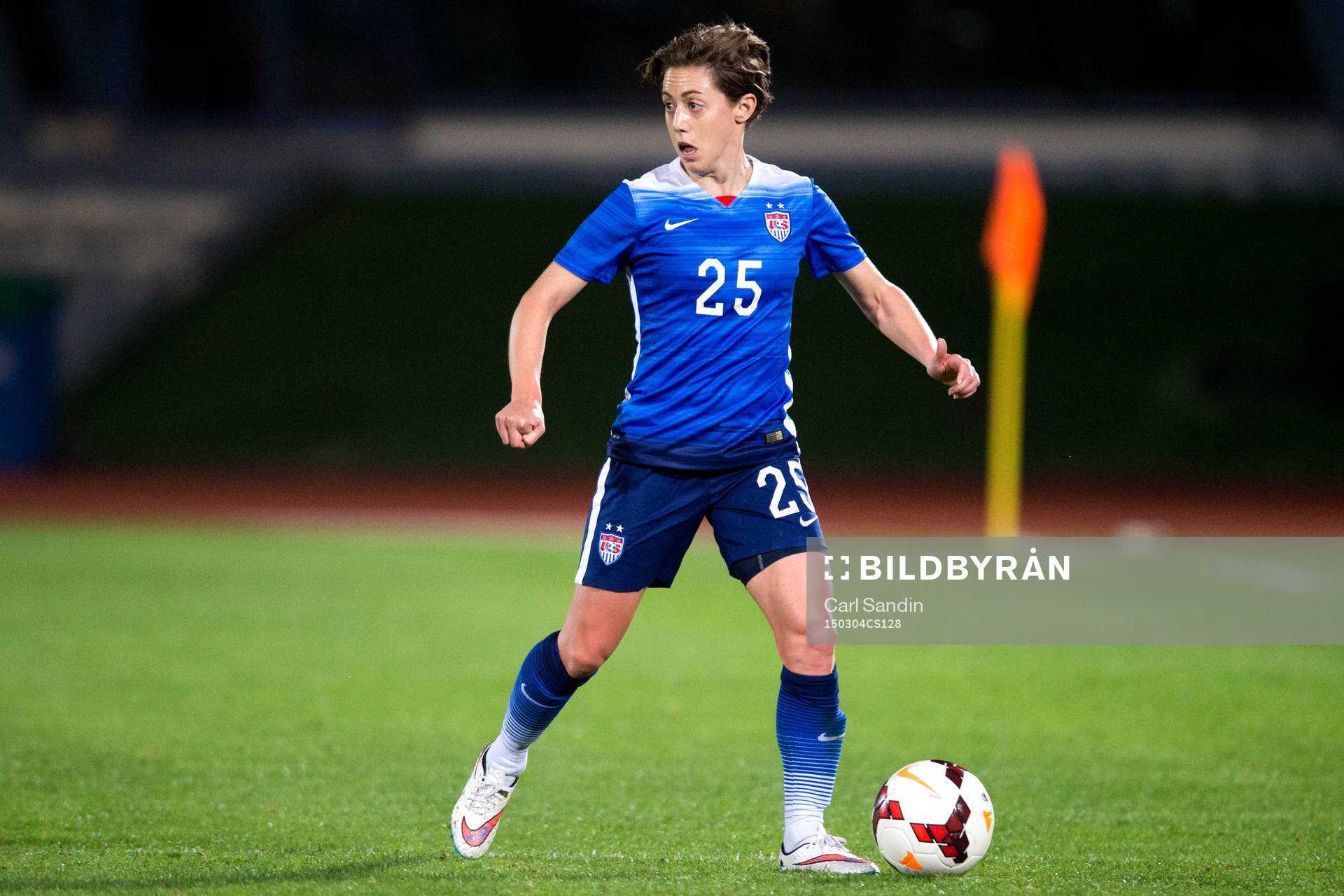 USA:s Meghan Klingenberg under en fotbollsmatch i Algarve Cup mellan Norge och USA den 4 mars 2015 i Vila Real de Santo Antonio, Portugal.