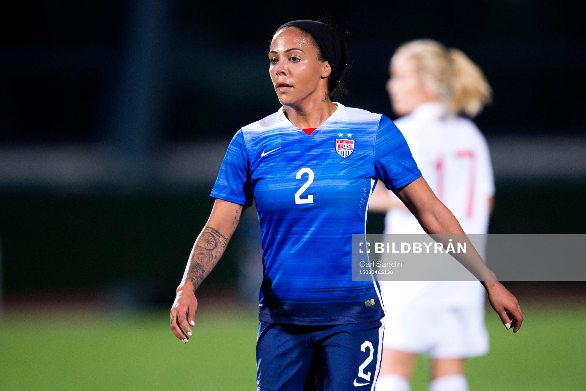 USA:s Sydney Leroux under en fotbollsmatch i Algarve Cup mellan Norge och USA den 4 mars 2015 i Vila Real de Santo Antonio, Portugal.