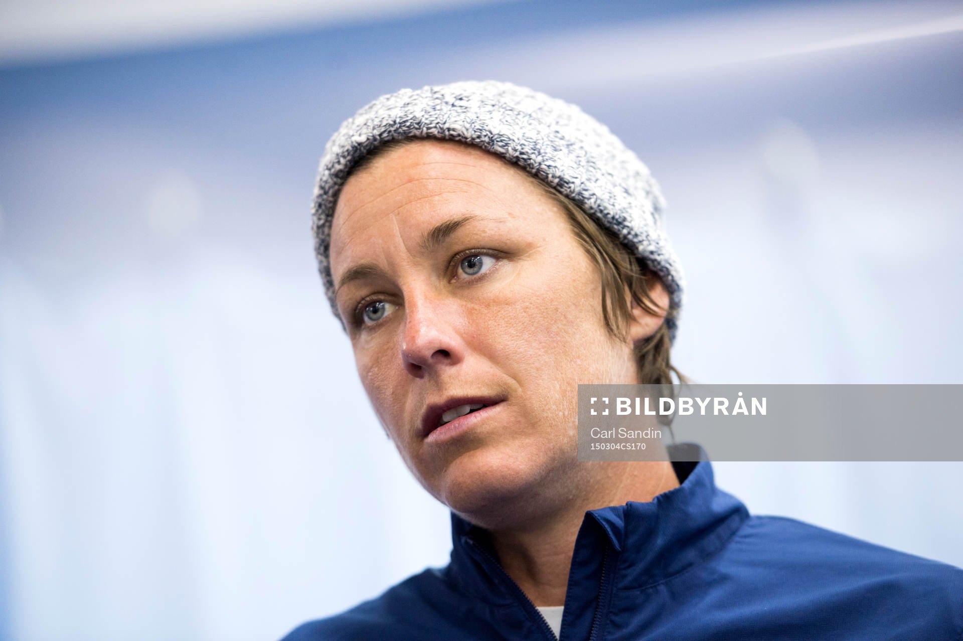 s Abby Wambach blir intervjuad