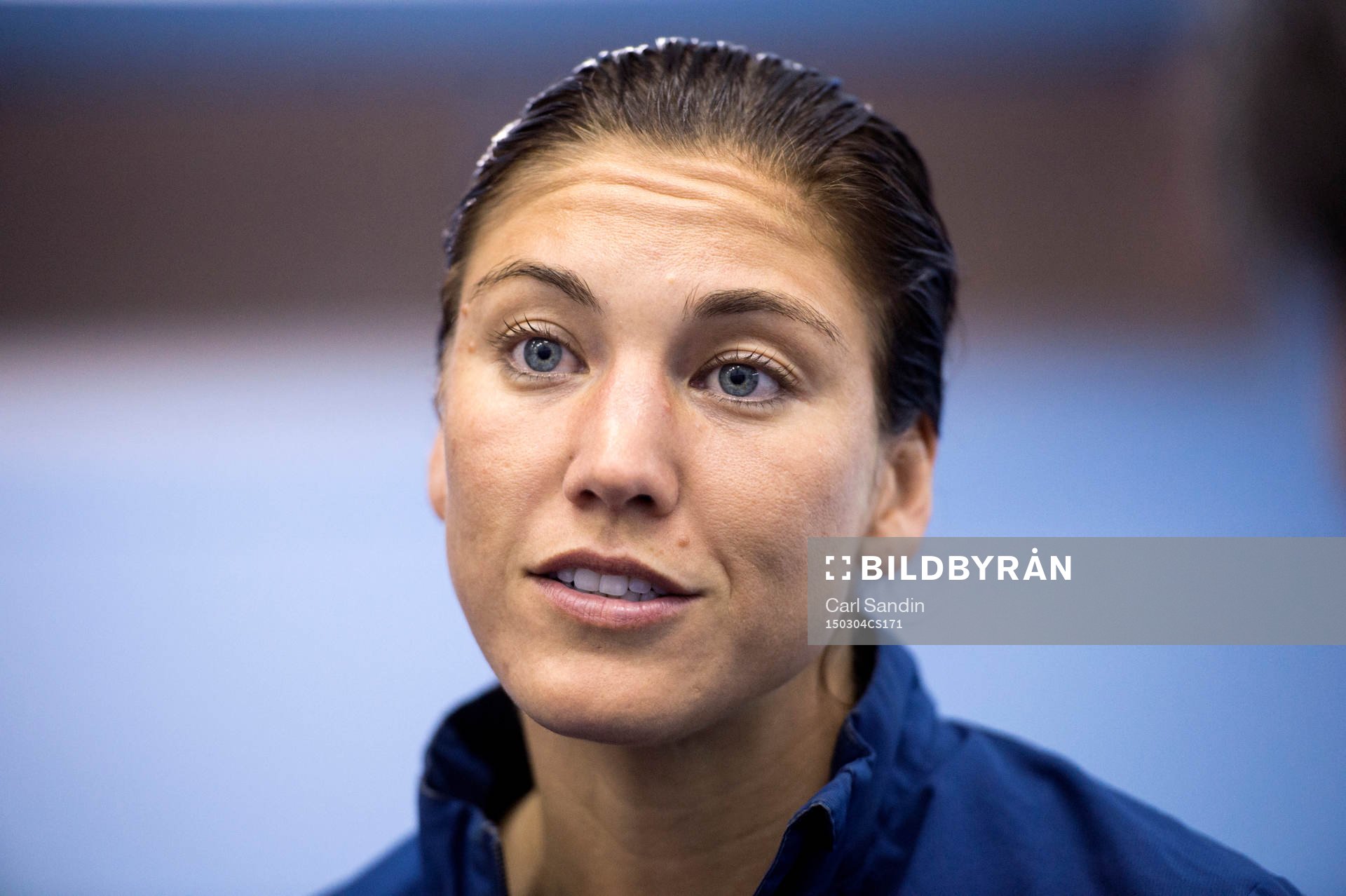 s målvakt Hope Solo blir intervjuad