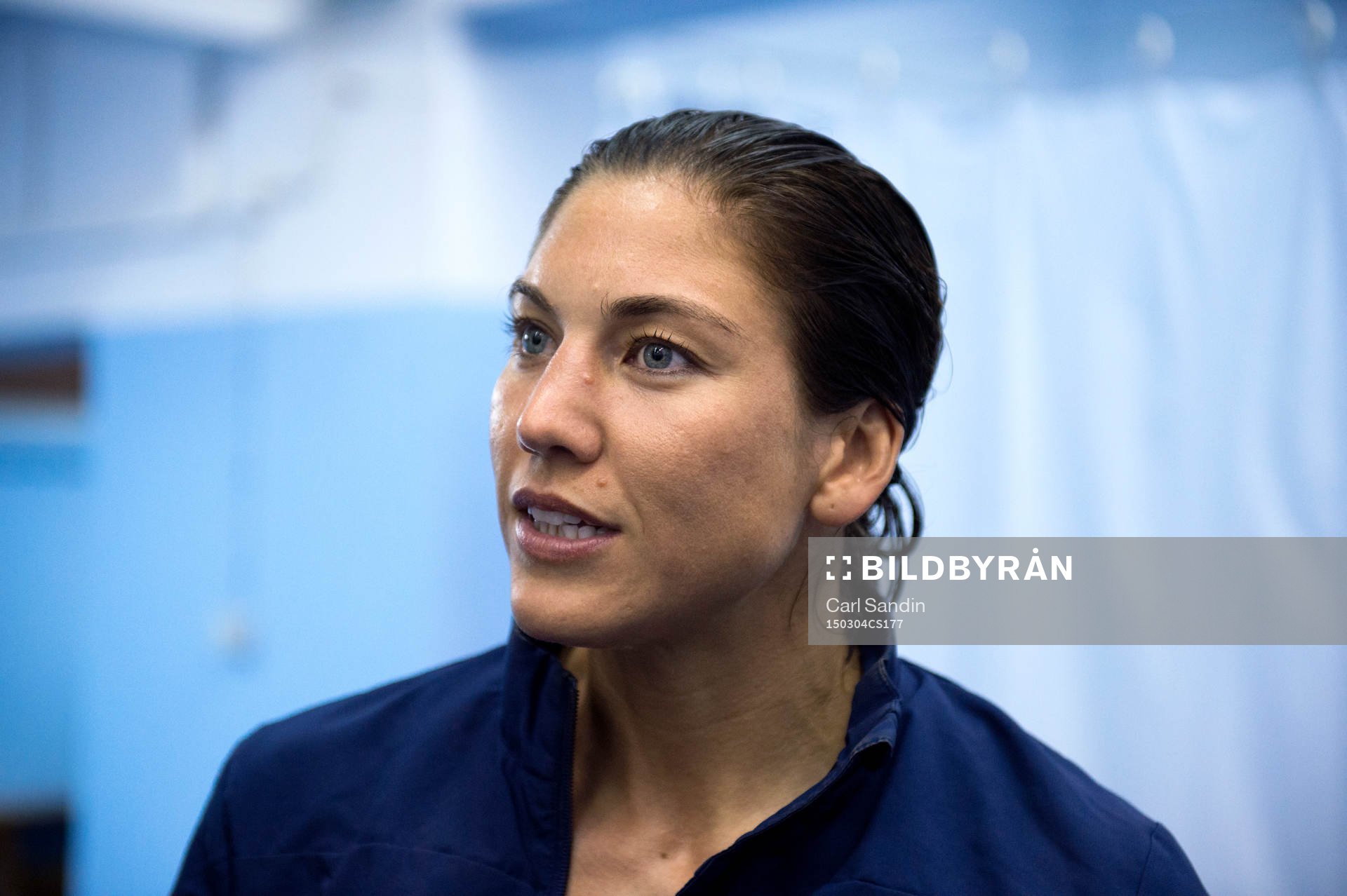 s målvakt Hope Solo blir intervjuad