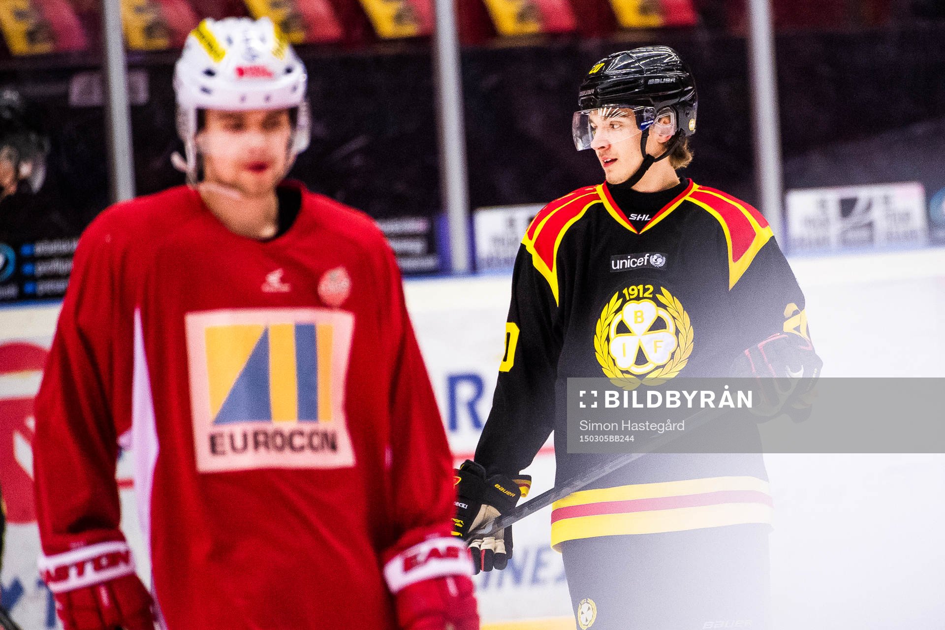 Brynäs Adam Brodecki före ishockeymatchen i SHL mellan