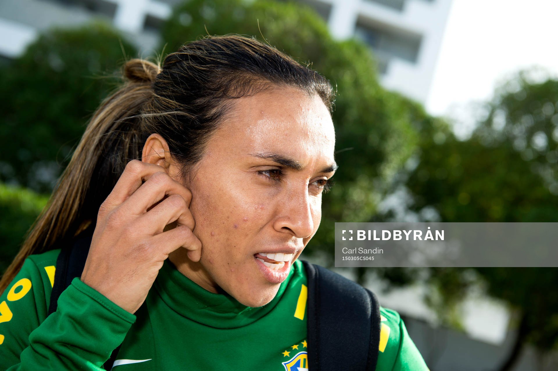 Brasiliens Marta Vieira da Silva blir intervjuad