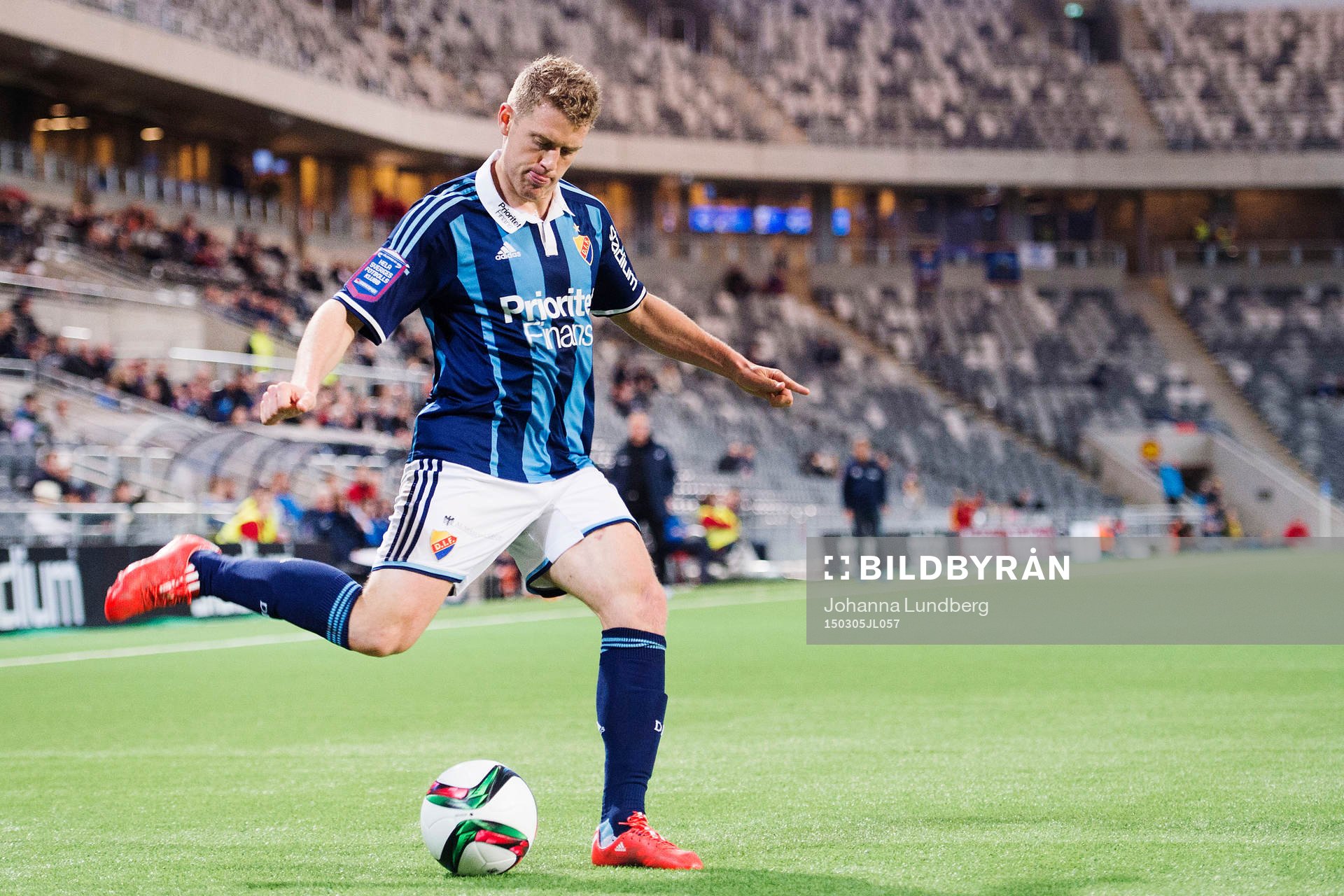 Djurgårdens Stefan Karlsson under fotbollsmatchen i Svenska cupen mellan Djurgården och Norrköping den 5 mars 2015 i Stockholm.