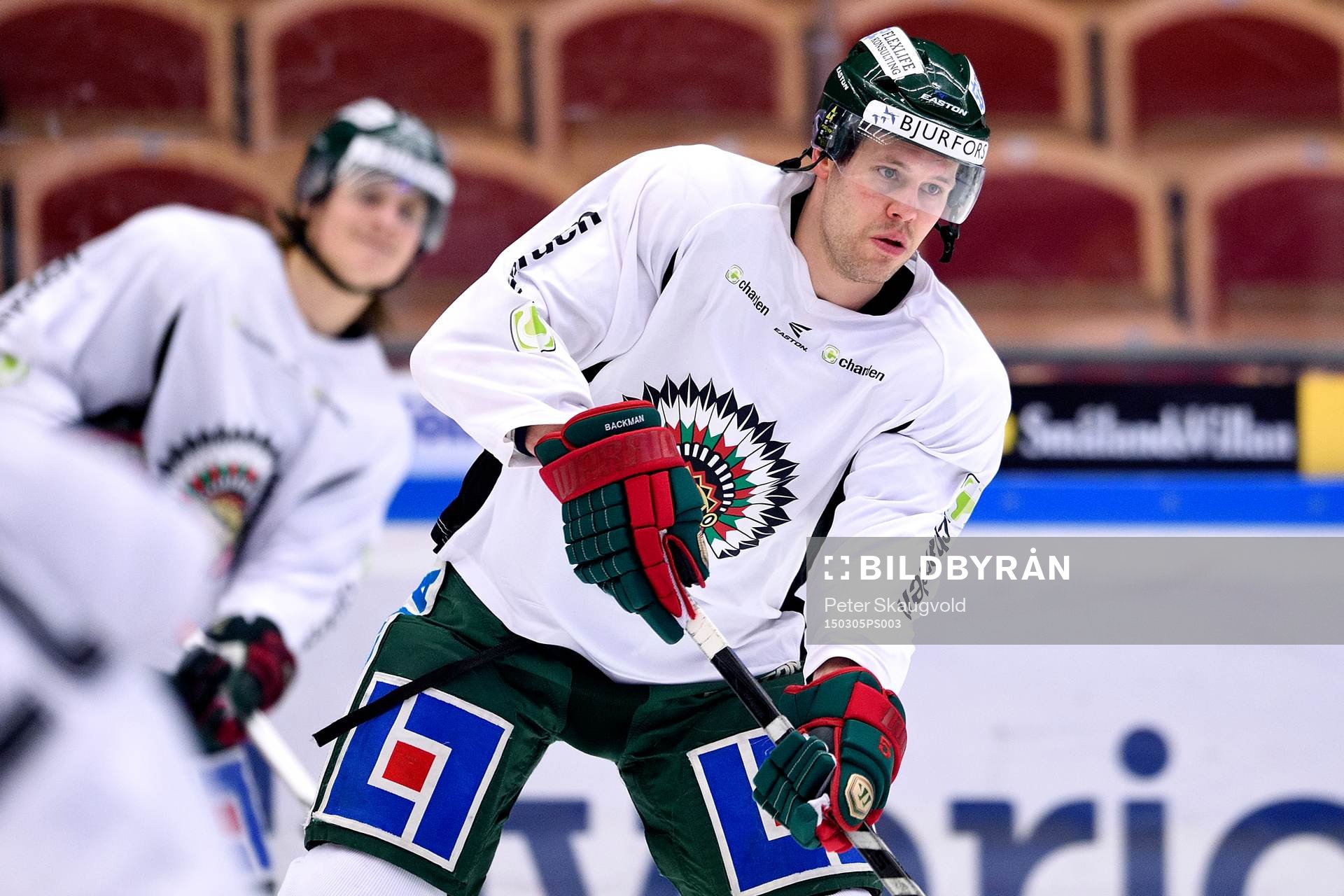 Frölundas Christian Bäckman på uppvärmningen innan