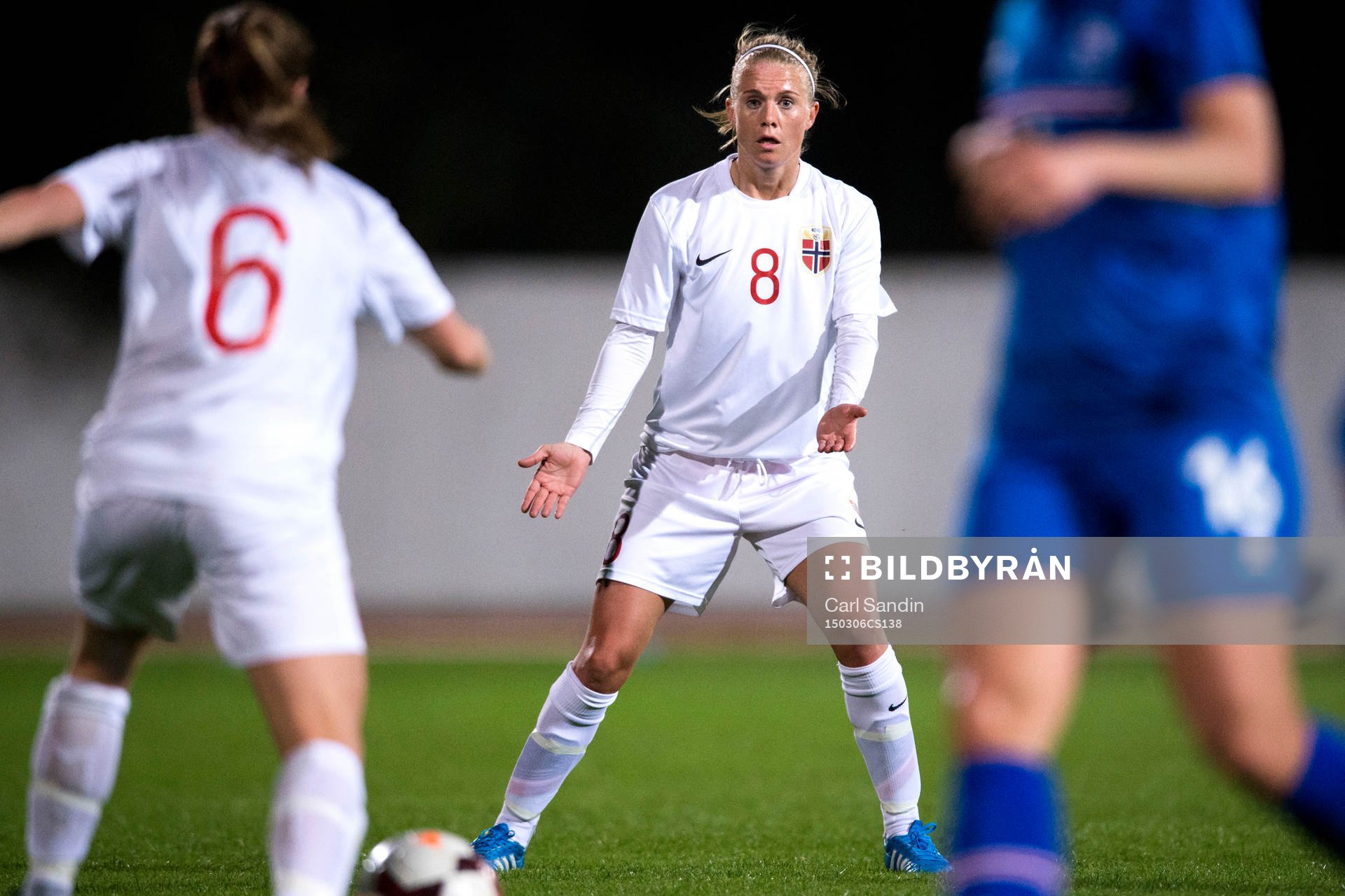 Norges Solveig Gulbrandsen under en fotbollsmatch i Algarve Cup mellan Island och Norge den 6 mars 2015 i Lagos.